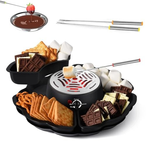 FONDUE CHOCOLATE ELECTRIC 2IN1 S'MORES FOR FAMILY SET OF 4 FORKS Brand no brand