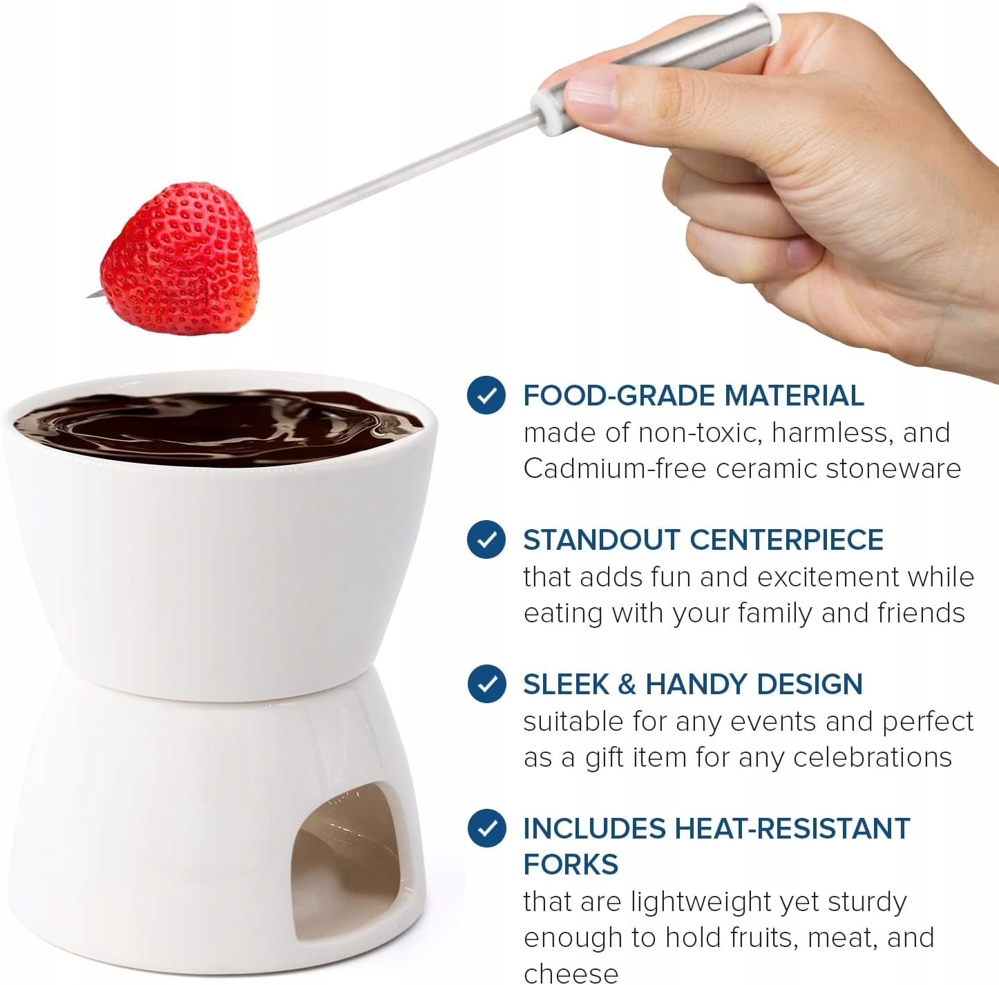 FONDUE CHOCOLATE FONDUE SET CANDLE STEEL CERAMIC FORKS Manufacturer code FONDUE ZESTAW DO FONDUE Z CZEKOLADY ŚWIECZKA