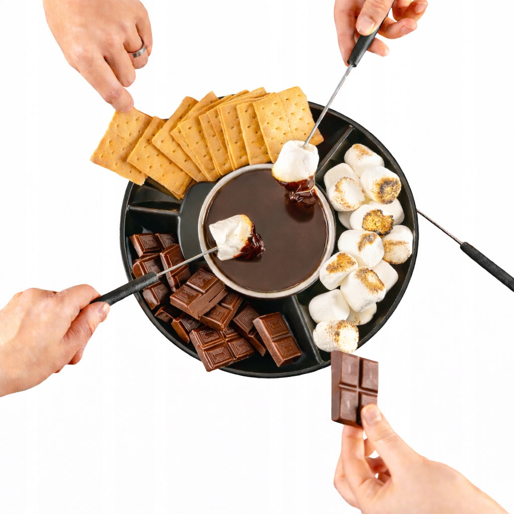 FONDUE CHOCOLATE MELTING HEATER WITH FORKS GIFT SET Brand Allbag
