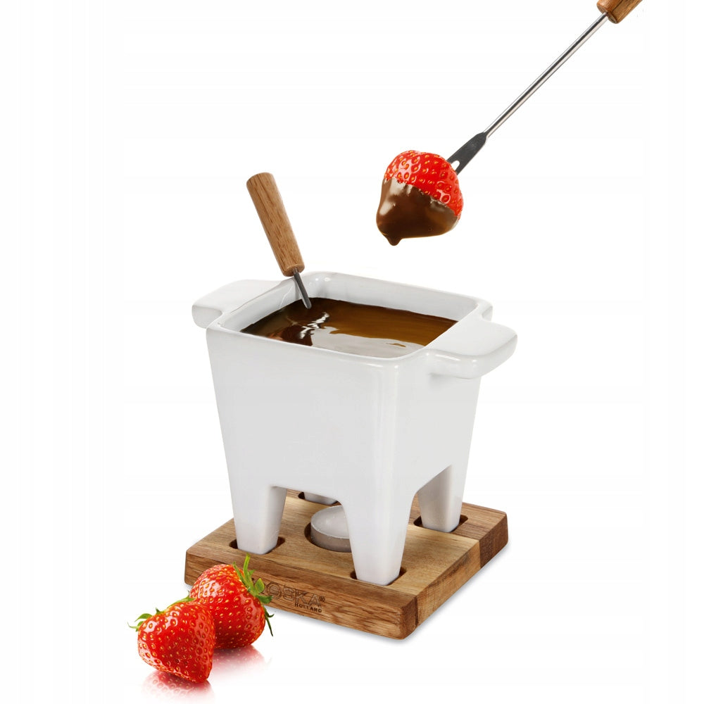 FONDUE Cheese Chocolate Set for 2 People BOSKA Oak Base Packaging status original