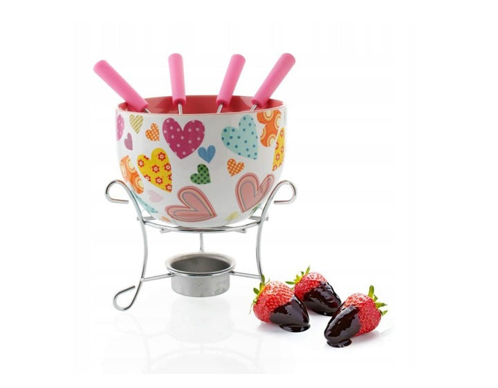 FONDUE FOR CHOCOLATE with CHOCO HEARTS 6EL forks heater founde 9005