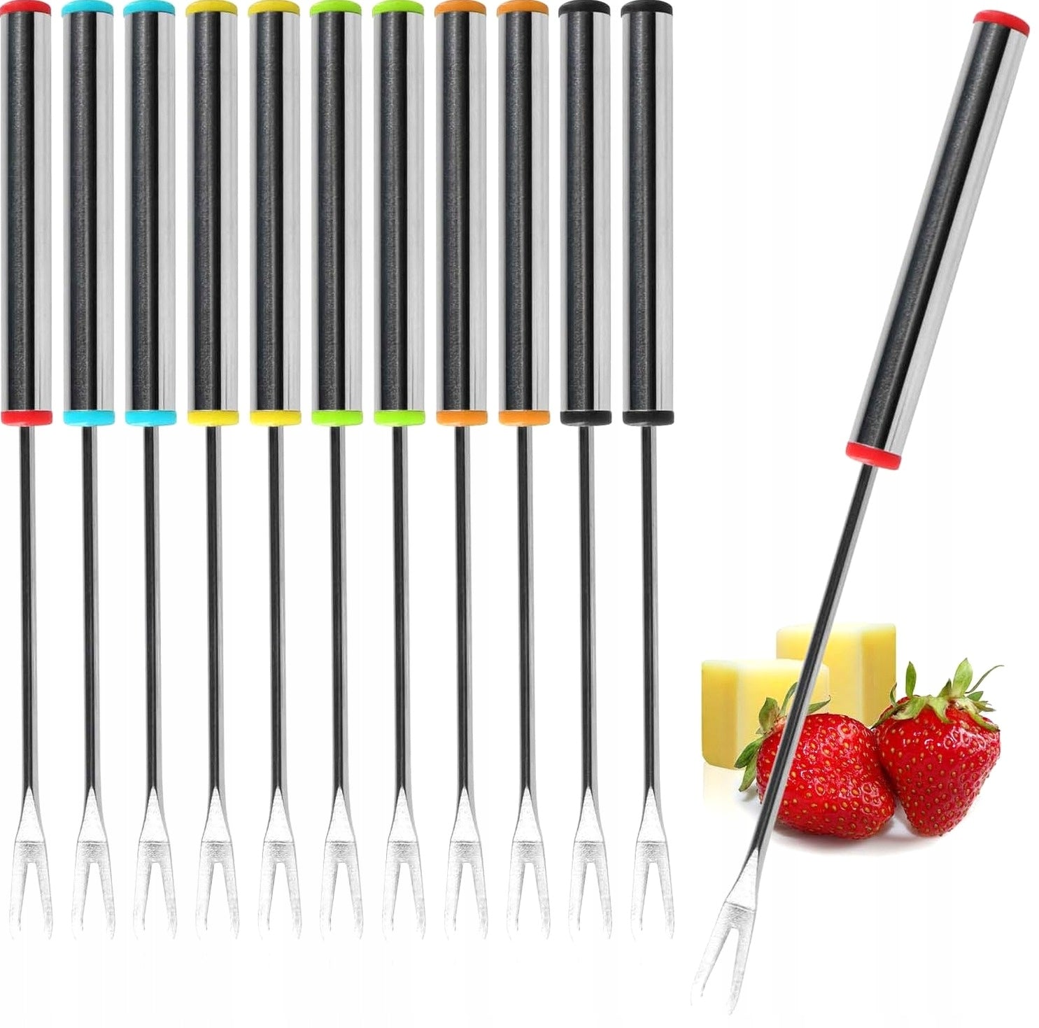 FONDUE FORKS 18CM 12 PIECES STAINLESS STEEL COLORED CUTLERY SOLID