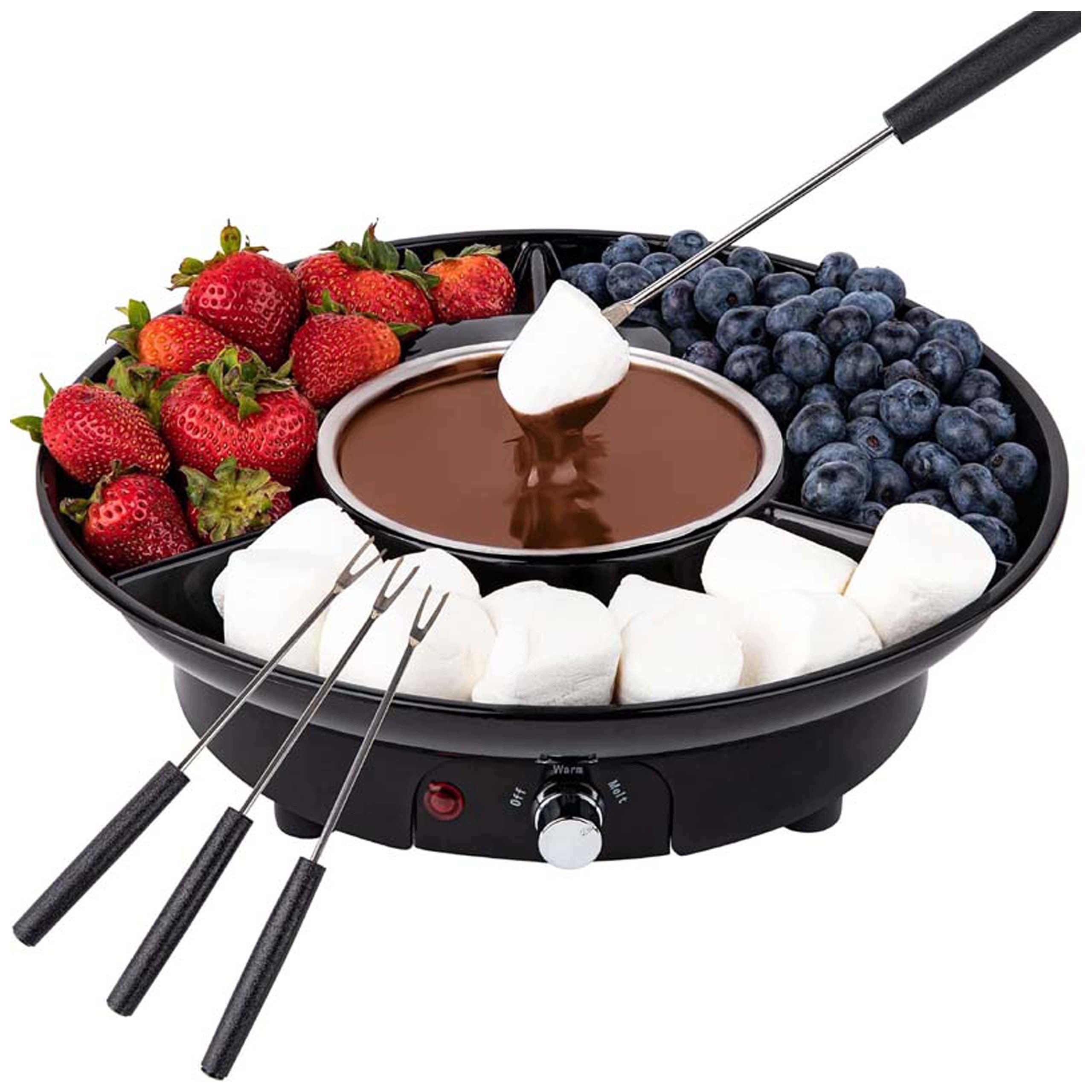 FONDUE SET ELECTRIC CHOCOLATE MELTING HEATER CHEESE FORKS