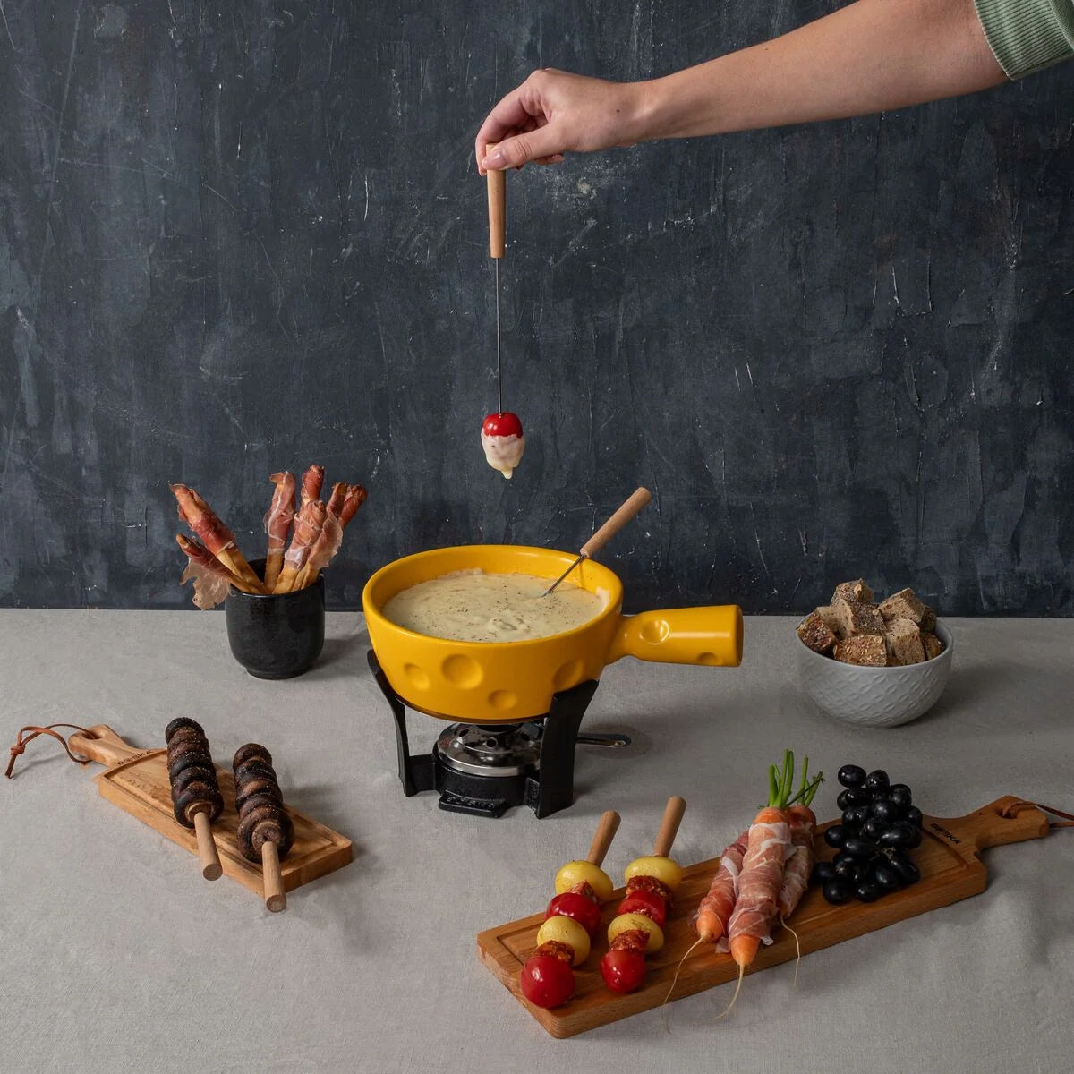 FONDUE set for 6 people BOSKA Super Cheesy Burner Forks GIFT Brand Boska