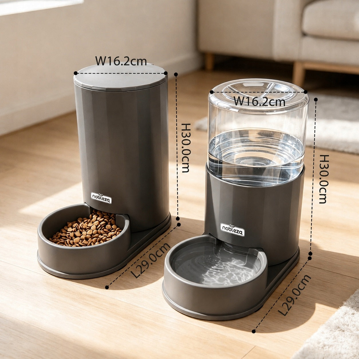 FOOD AND WATER DISPENSER AUTOMATIC FEEDER FOR DOG 2x3,8L DARK GREY Packaging status original