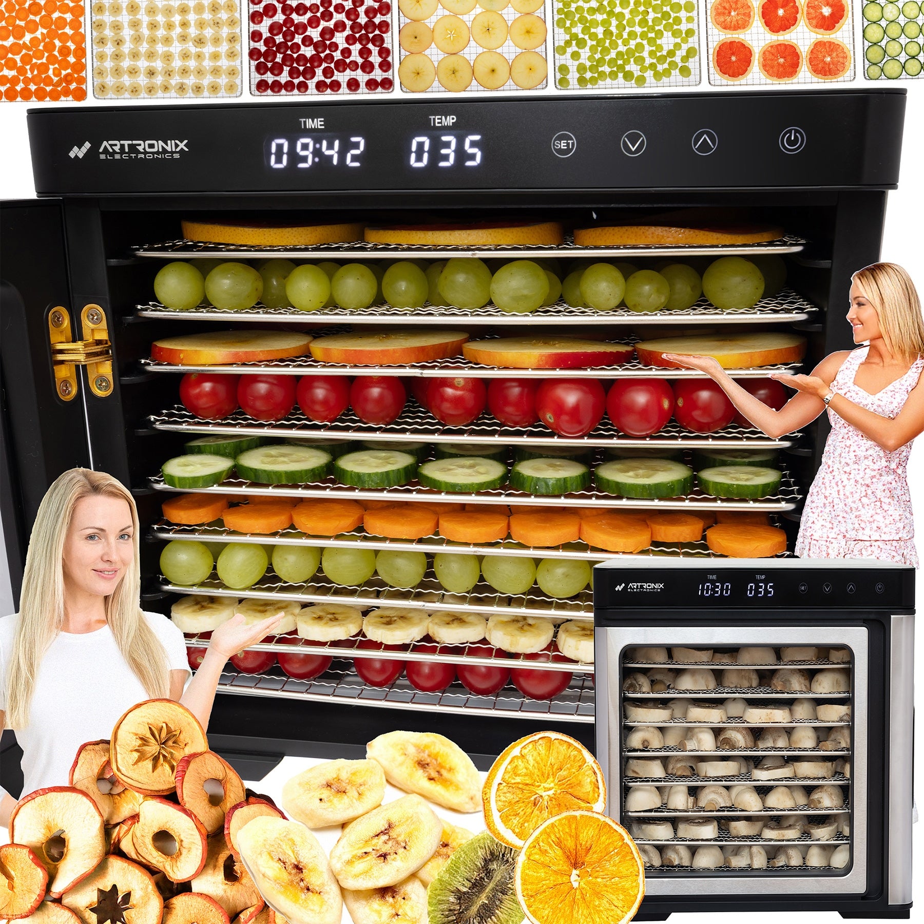 FOOD DRYER FOR FOOD MUSHROOM HERBS FRUIT VEGETABLE TIMER! 1000W EAN (GTIN) 8050705040315