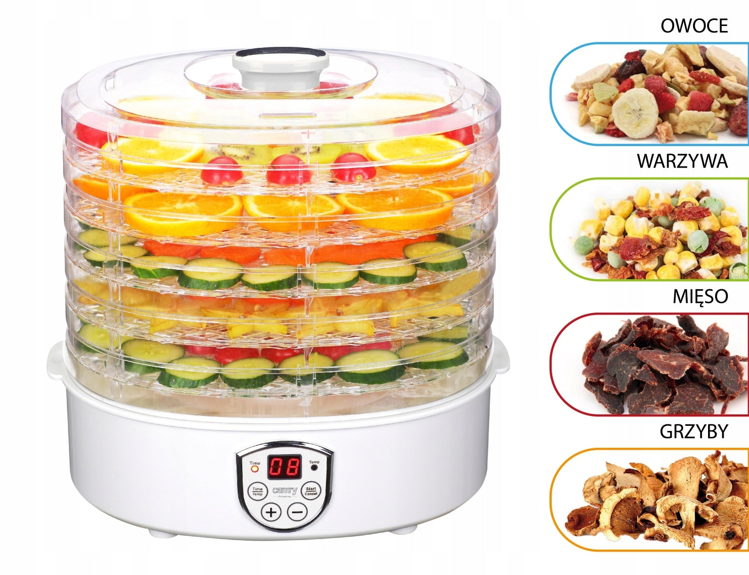 FOOD DRYER FOR MUSHROOM HERBS FRUIT VEGETABLES LARGE 550W CAMRY Manufacturer code CR6659