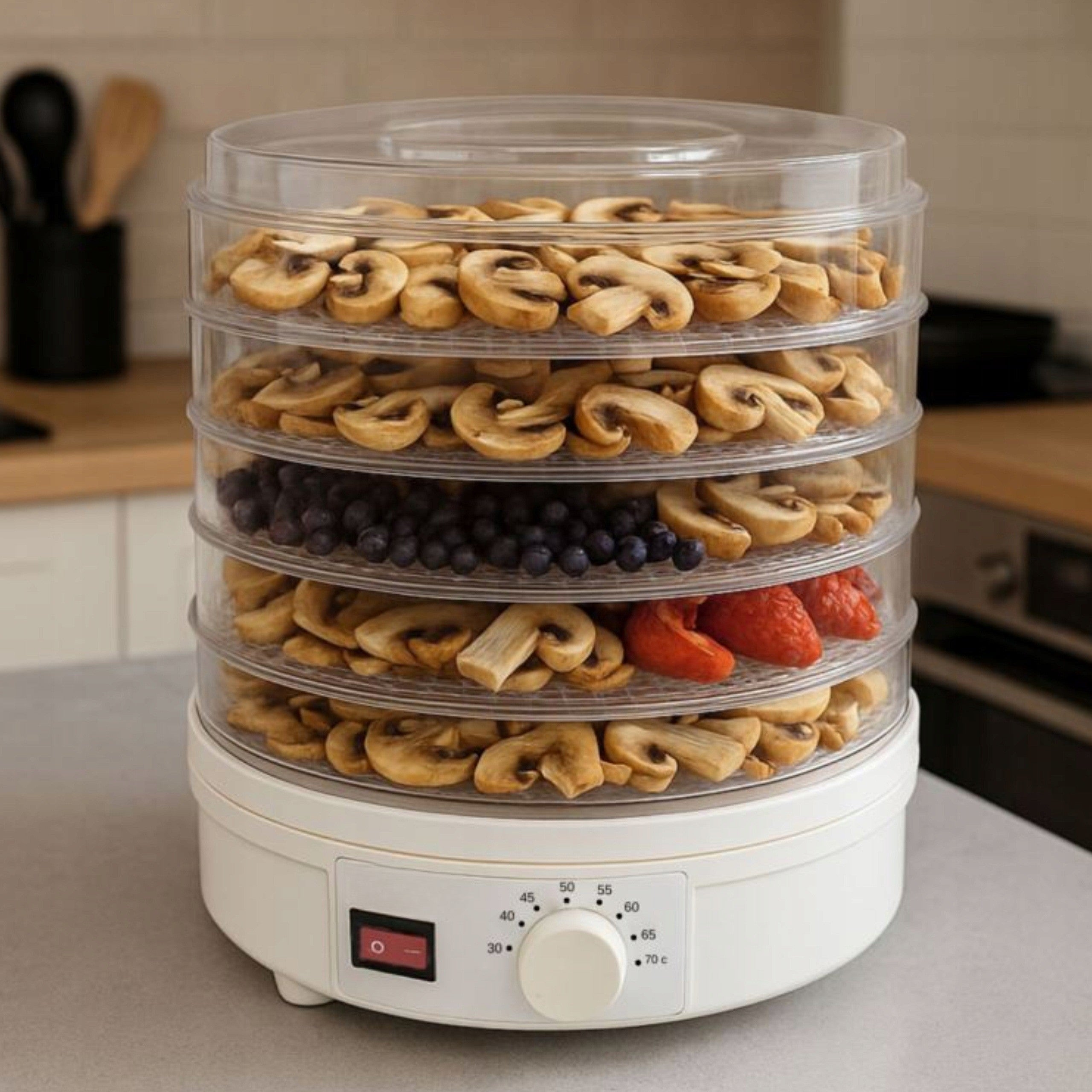FOOD DRYER FOR VEGETABLE FRUIT MUSHROOMS ADJUSTABLE 5 LEVELS 500W LARGE Manufacturer code SUSZARKApremium