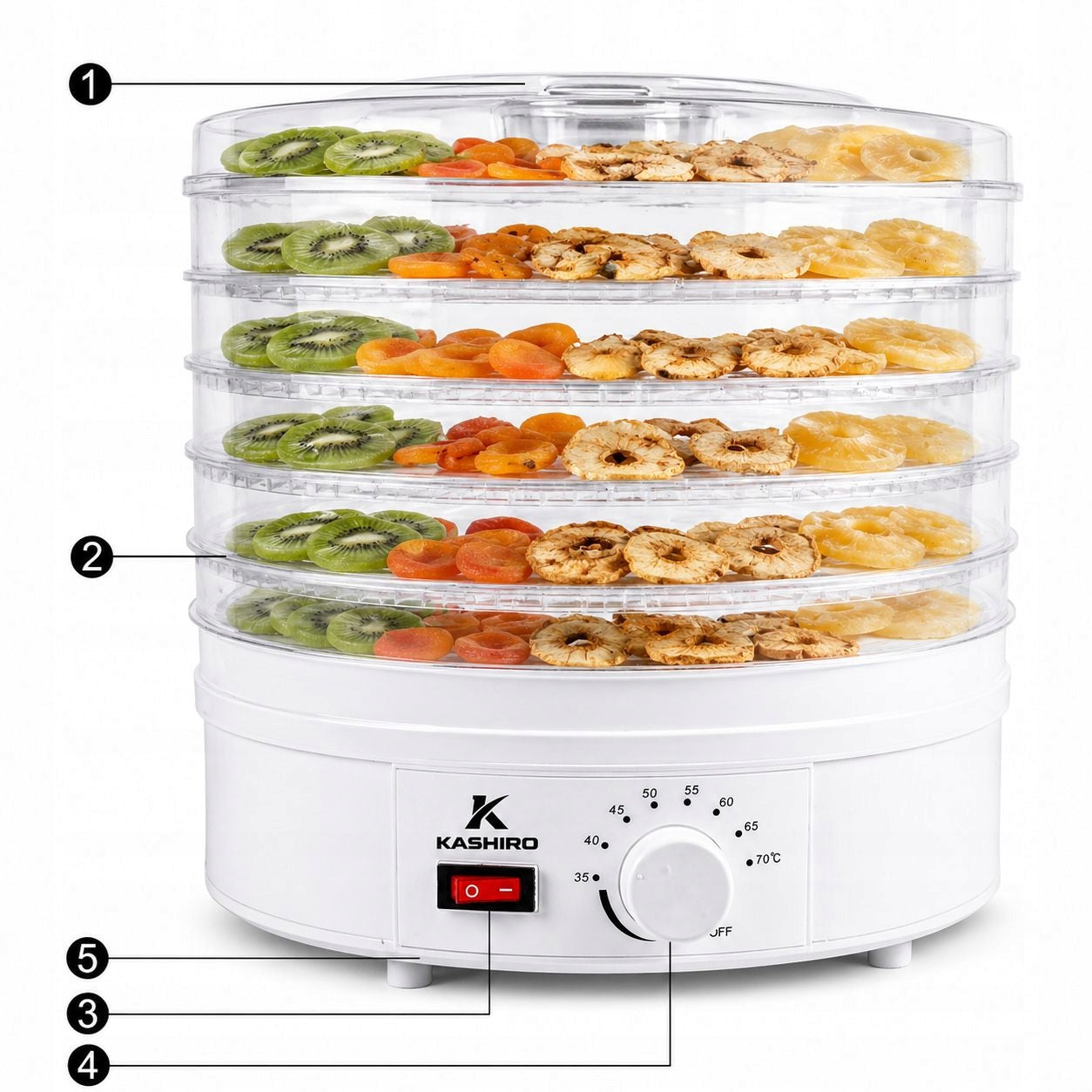 FOOD DRYER FOR VEGETABLE FRUIT MUSHROOMS ADJUSTABLE 5 LEVELS 600W LARGE Packaging status original