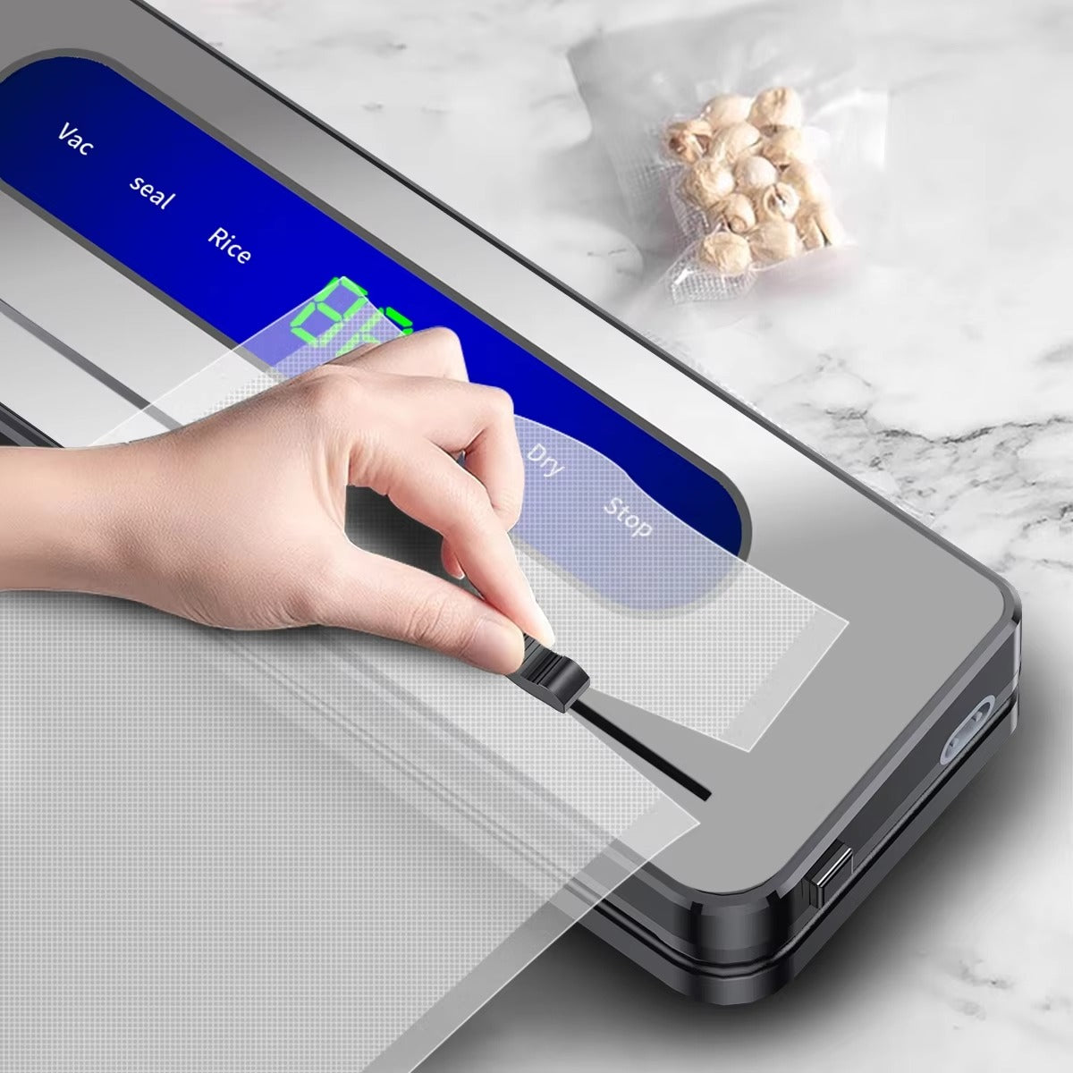 FOOD PACKAGING VACUUM WELDING MACHINE FOOD PACKING MACHINE 120W + FILMS Dominant color silver/gray