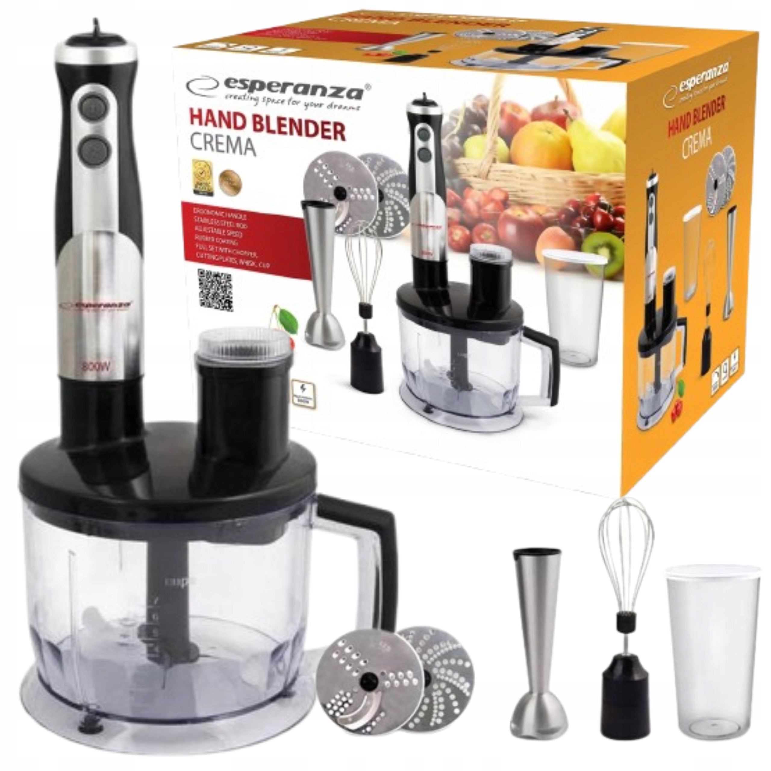 FOOD PROCESSOR BLENDER HAND BLENDER MULTIFUNCTIONAL BEATER CREMA 800W