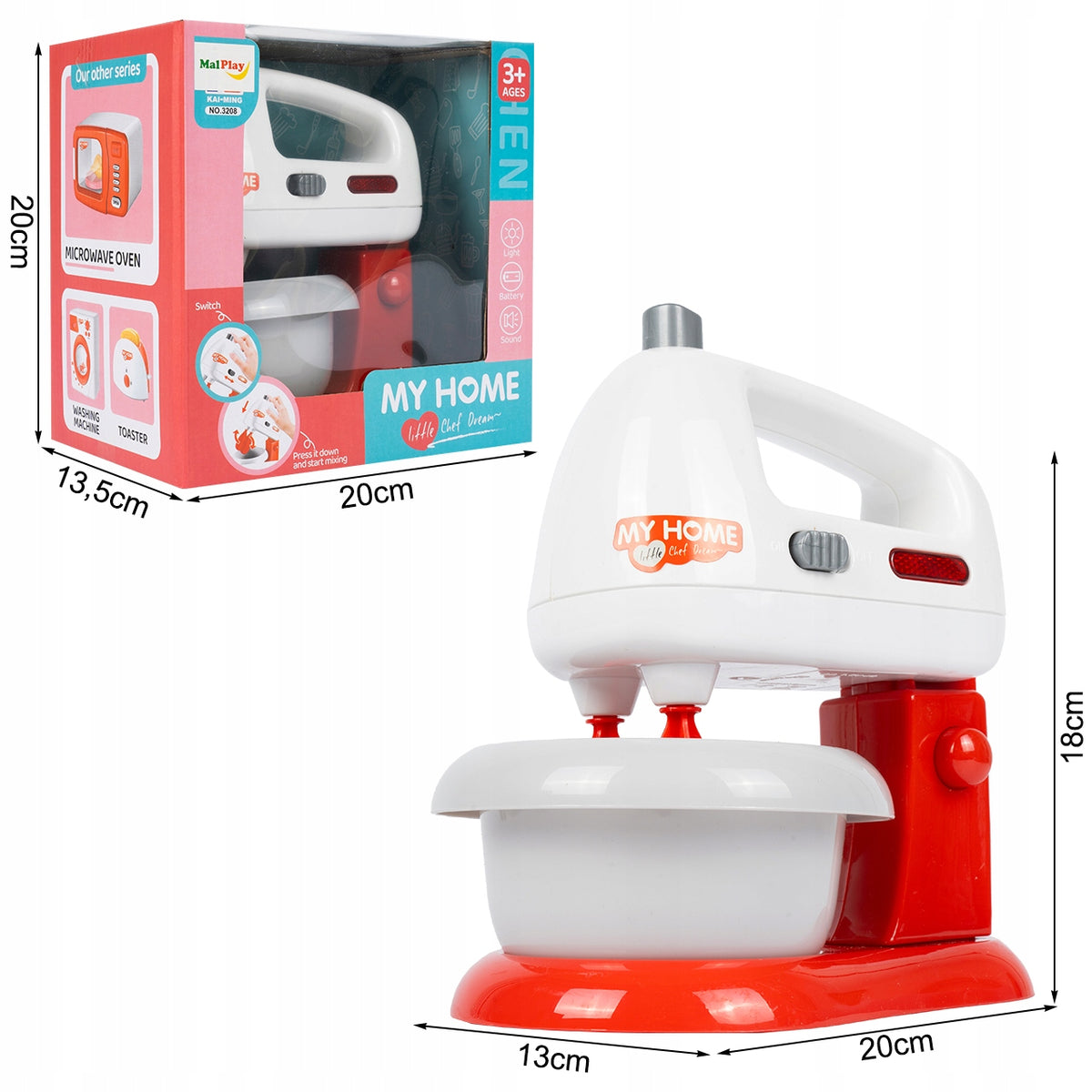 FOOD PROCESSOR FOR CHILDREN BATTERY OPERATED CAKE BAKING TOY MIXER AGD Packaging status original