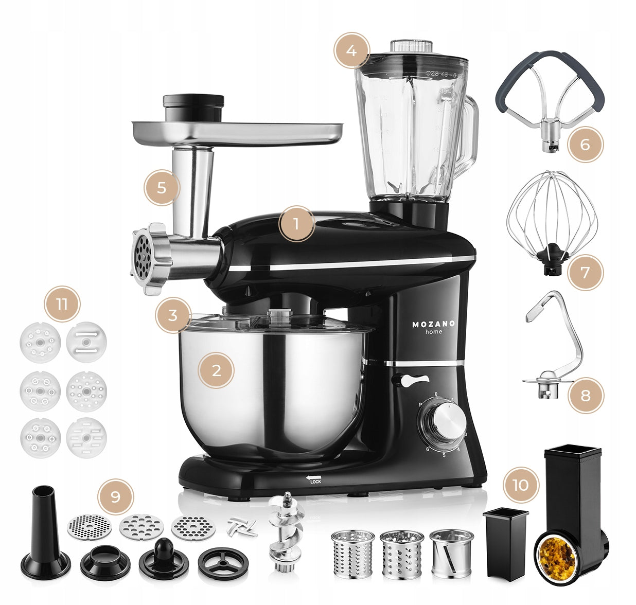 FOOD PROCESSOR PLANETARY MEAT MACHINE MIXER BLENDER 6in1 STRONG Power rating 2000 W