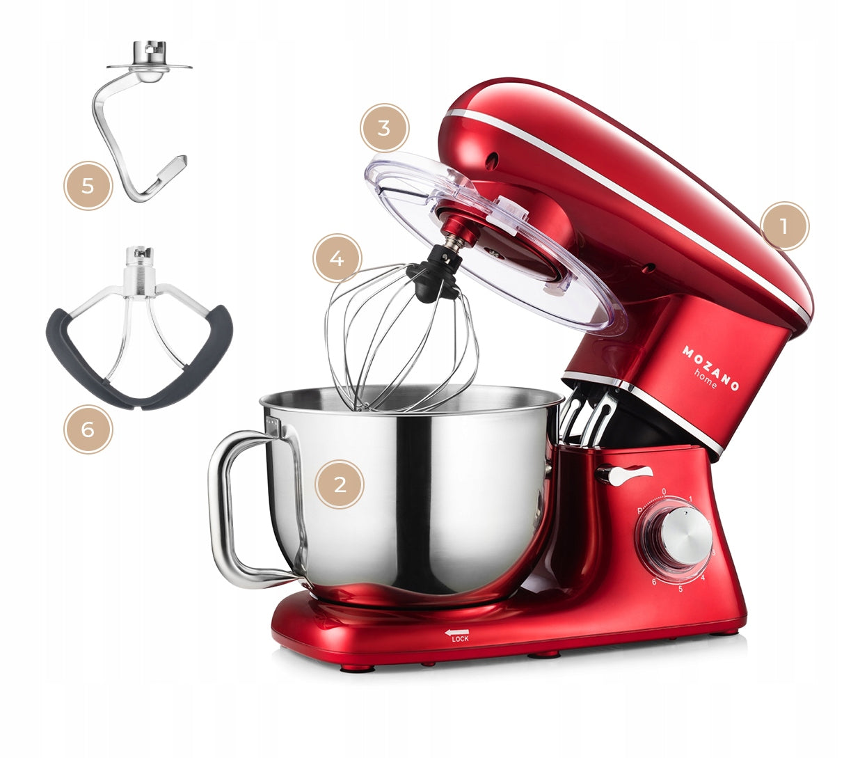 FOOD PROCESSOR PLANETARY MIXER 3 MIXER BOWL 6,2L STRONG Manufacturer code AGD/ROB/01#CZERWONY