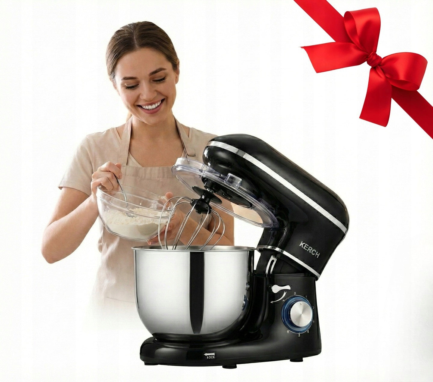 FOOD PROCESSOR PLANETARY MIXER POWERFUL SET Kerch 2000W 6,2L Black LED