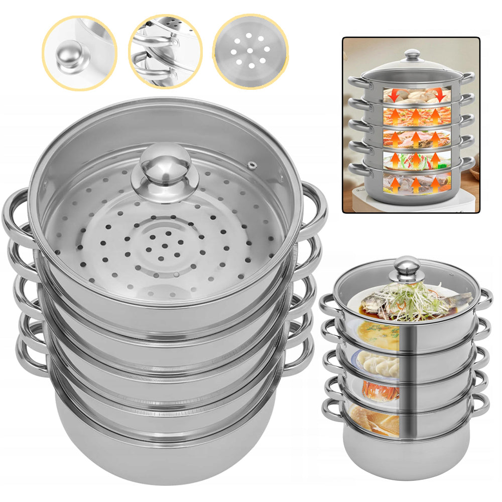 FOOD STEAMER, STEAMING POT WITH GLASS LID 1 PACK