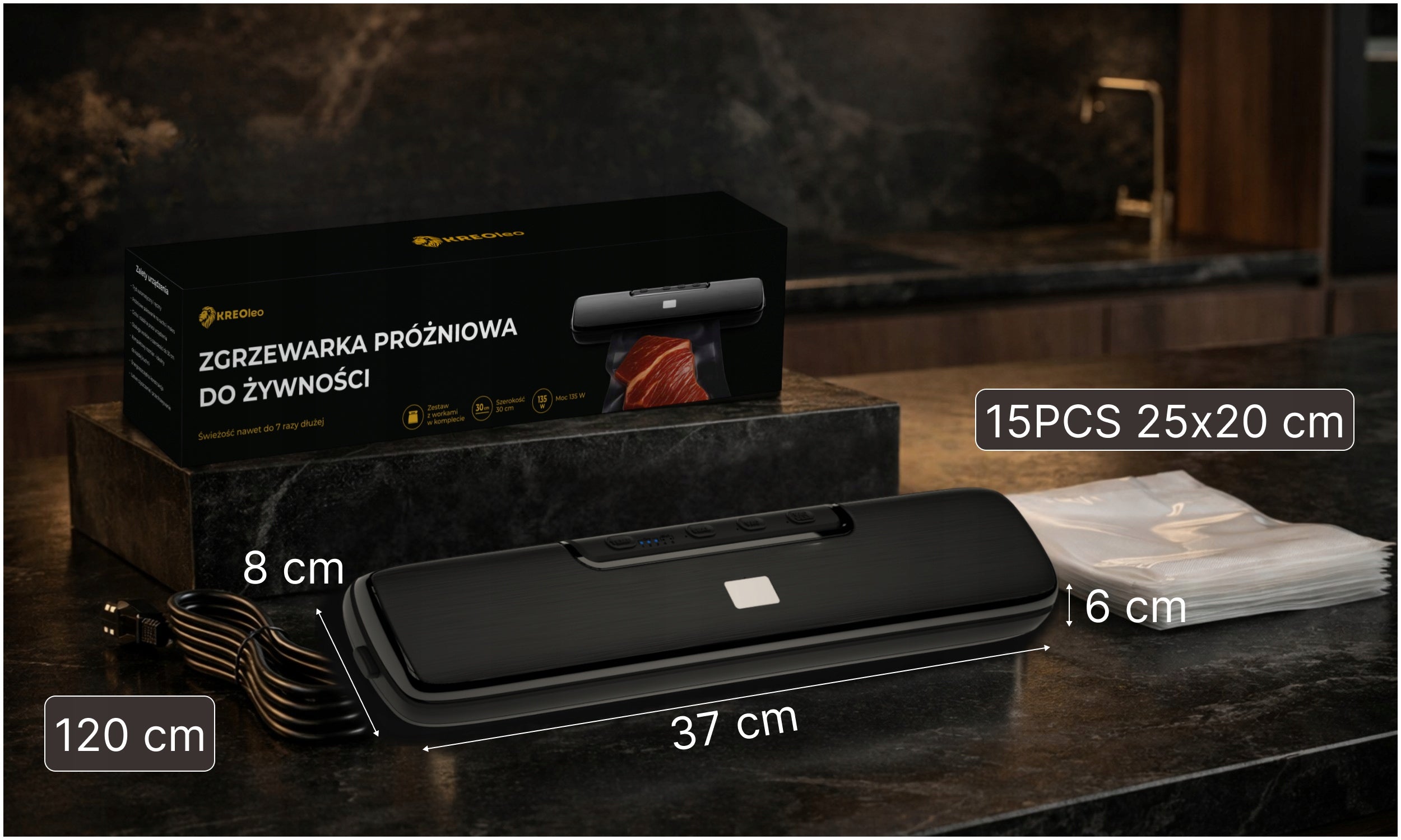 FOOD VACUUM WELDING MACHINE PACKING MACHINE 135W + XXL BAG SET Manufacturer code ZGRZEWARKA PRÓŻNIOWA DO ŻYWNOŚCI PAKOWARKA