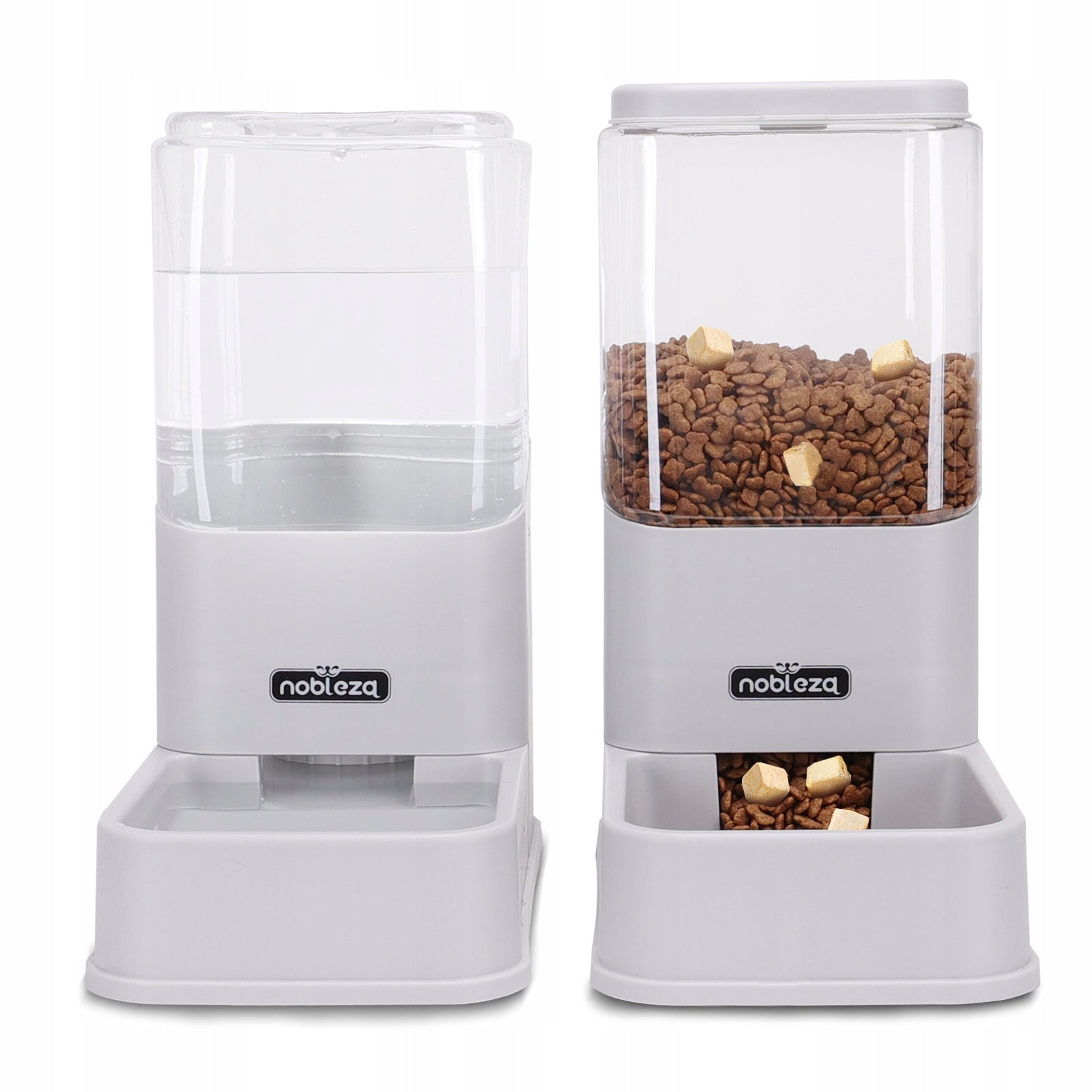 FOOD & WATER DISPENSER AUTOMATIC FEEDER DOG BOWL 2 x 3,8L grey