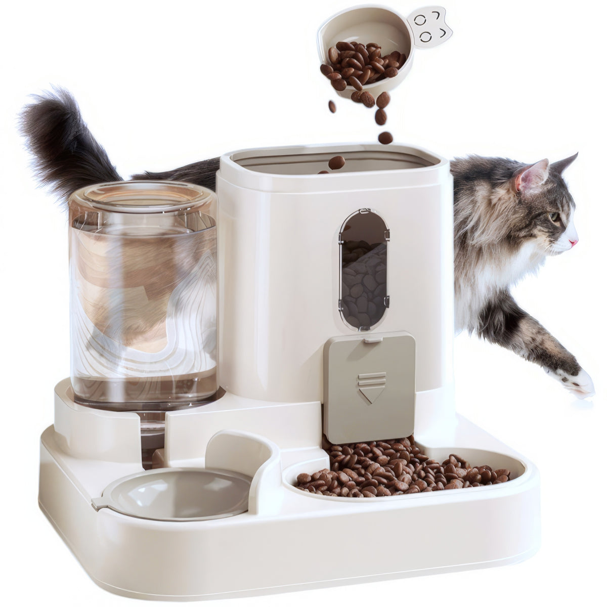 FOOD WATER FEEDER Automatic Dispenser DOUBLE BOWL FOR AND CAT DOG 2in1