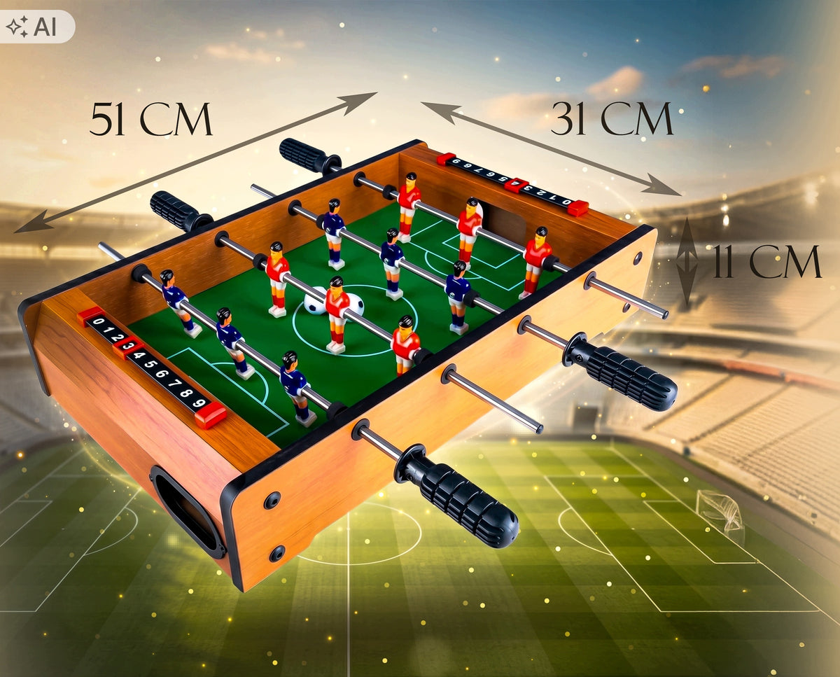 FOOSBALL TABLE PORTABLE 12 Players Wooden Soccer 51x31 cm Manufacturer code Piłkarzyki drewniane przenośne P7E