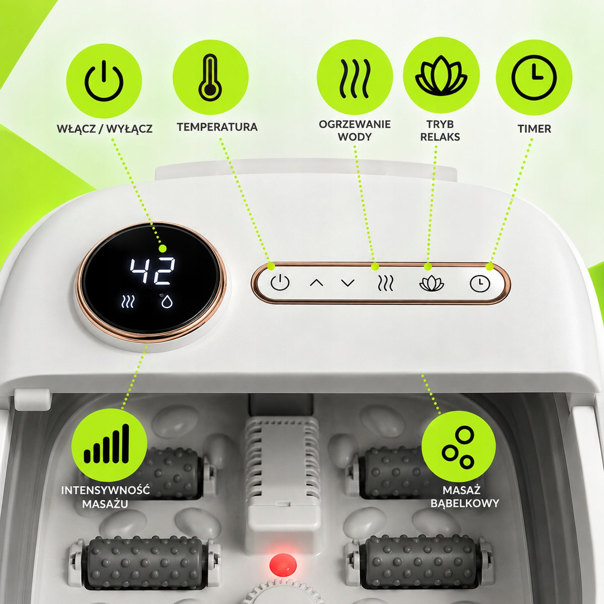 FOOT WATER MASSAGER FOLDING HYDROMASSAGE HEATED SPA ROLLERS 500W Manufacturer code masażer do stóp wodny Weep DT Pro Hydromasaż