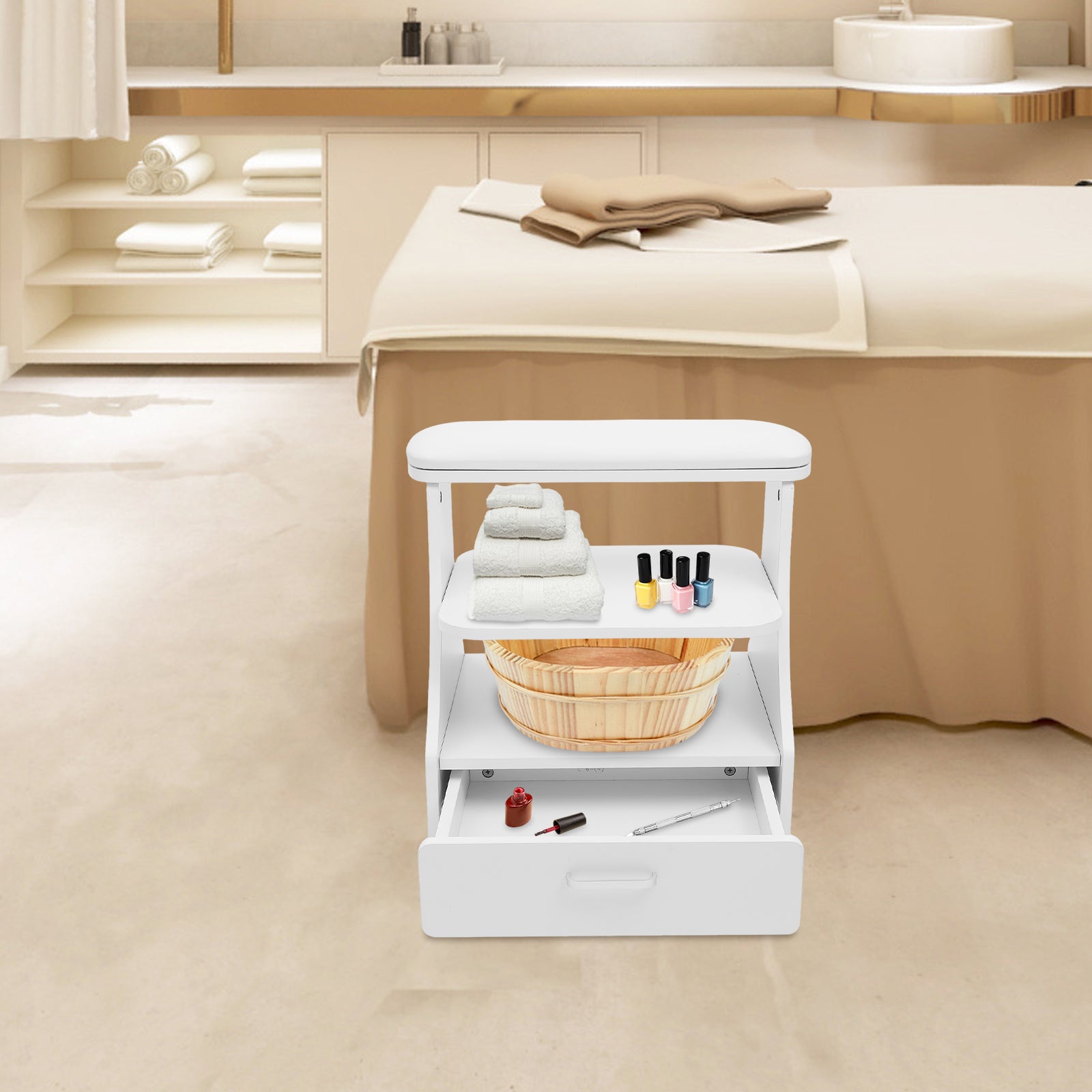 FOOTBATH STOOL W/ WHEELS FOOT REST BEAUTY SALON PEDICURE MANICURE FUNITURE Manufacturer code 79001300