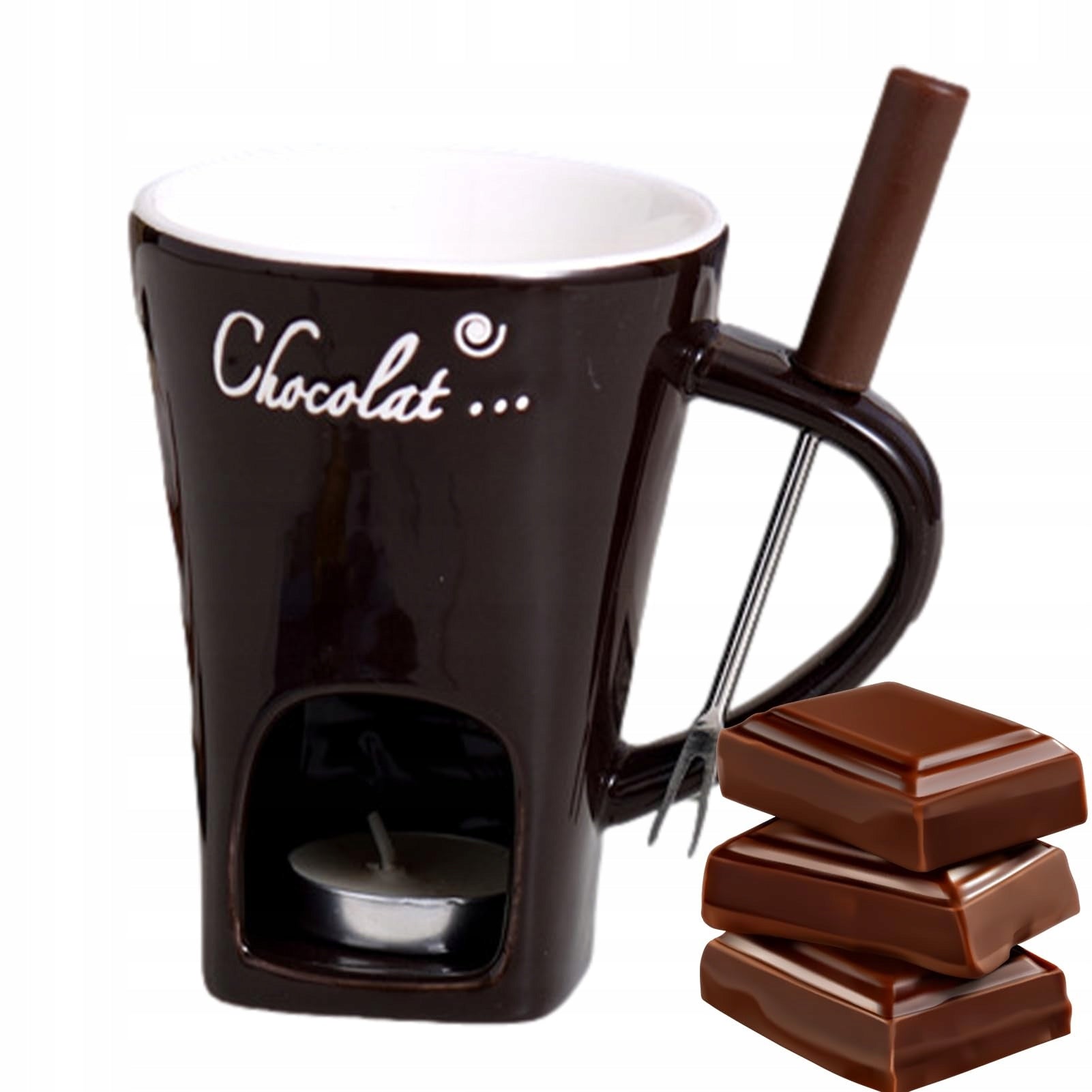 FOR CHOCOLATE MELTING FONDUE MUG BLACK HEATING 130ML GAREK Packaging status original