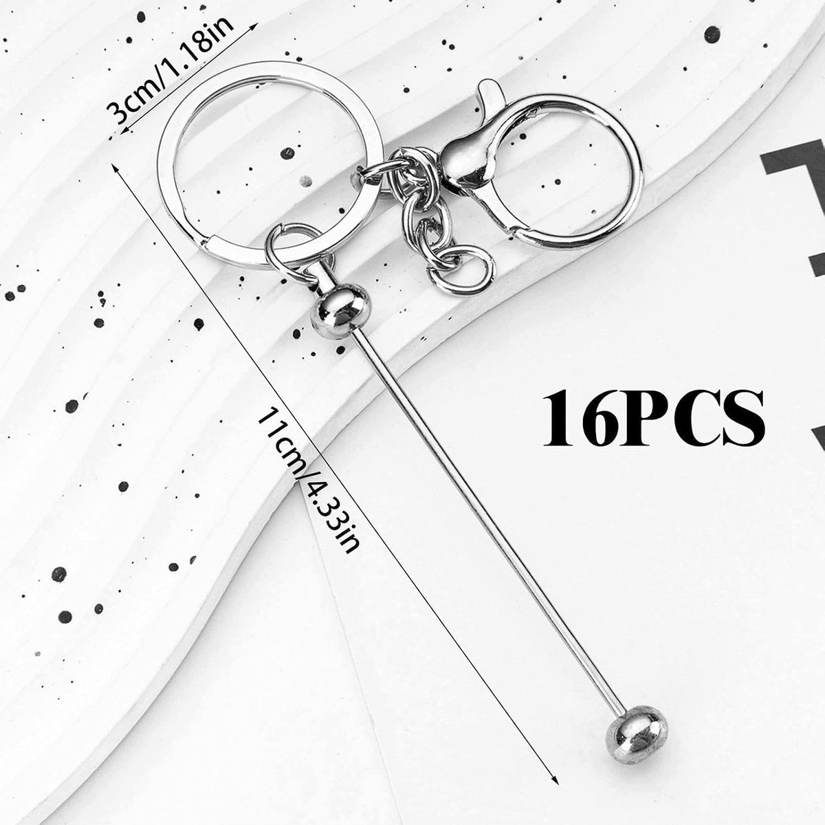FOR KEYCHAIN MAKING KIT 16 PIECES METAL SILVER HOLLOW BALLS Brand no brand