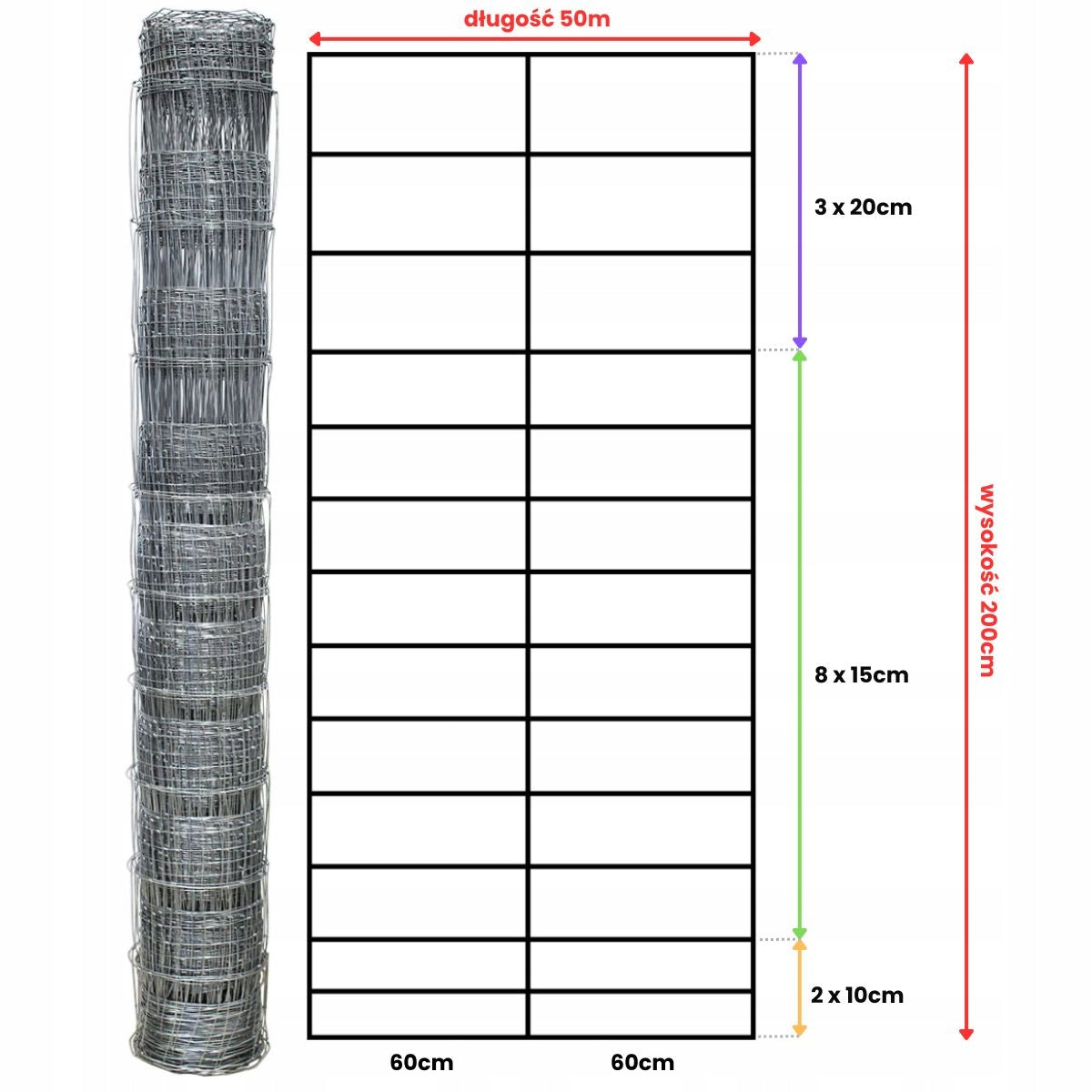 FOREST NET 200/14/60 L roll 50m GALVANIZED hare roe deer boar field orchard forest Packaging status original