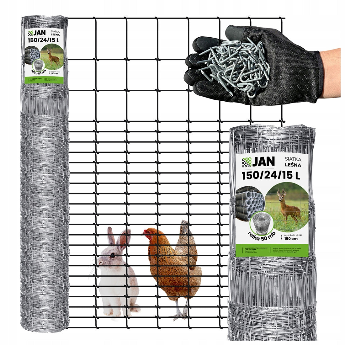 FOREST NET fencing height 150/24/15 L 50m FREEBIE DENSE for chicken HARE