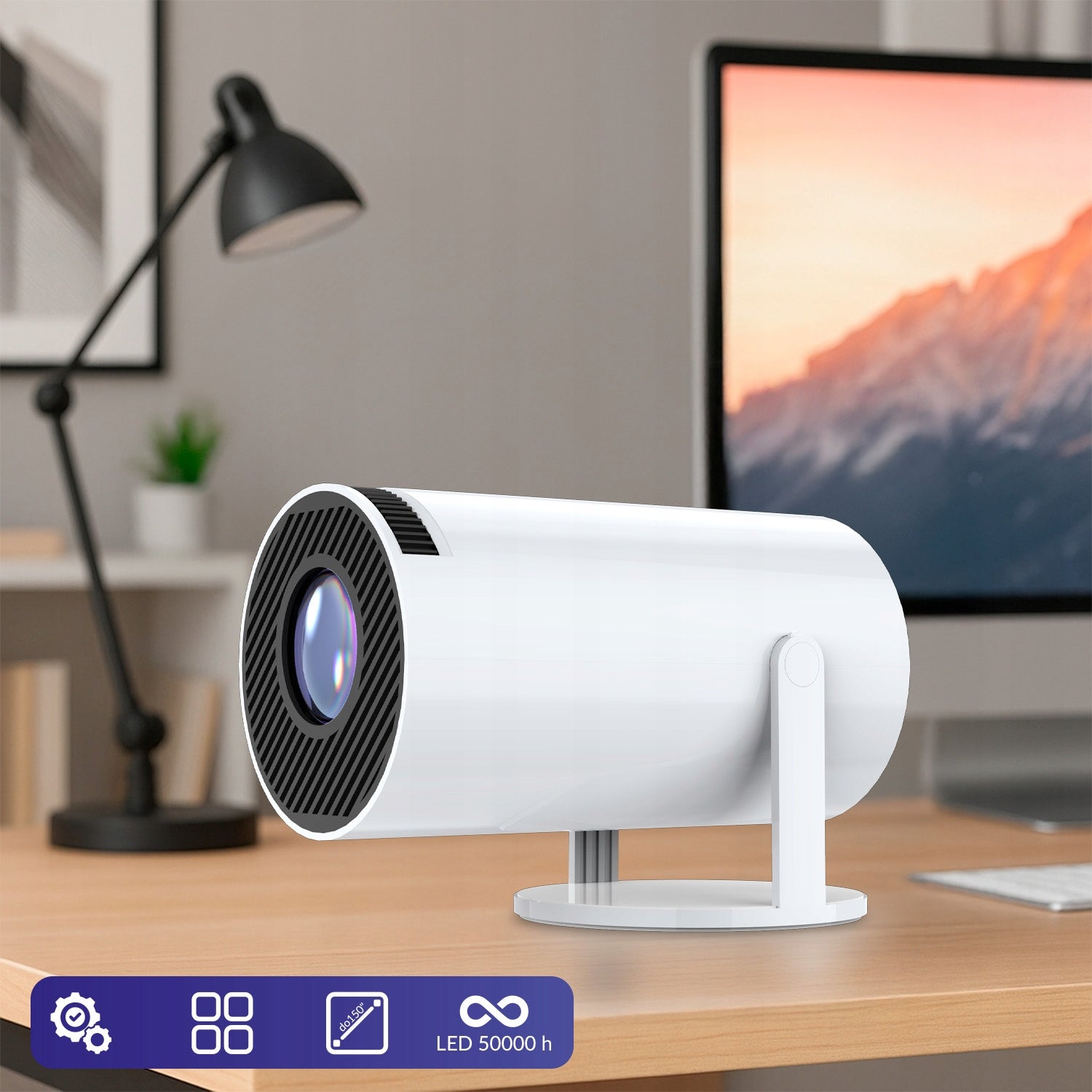 FOREVER SMART Projector FP-100 LED WiFi Bluetooth Full HD 150" white Brand Forever