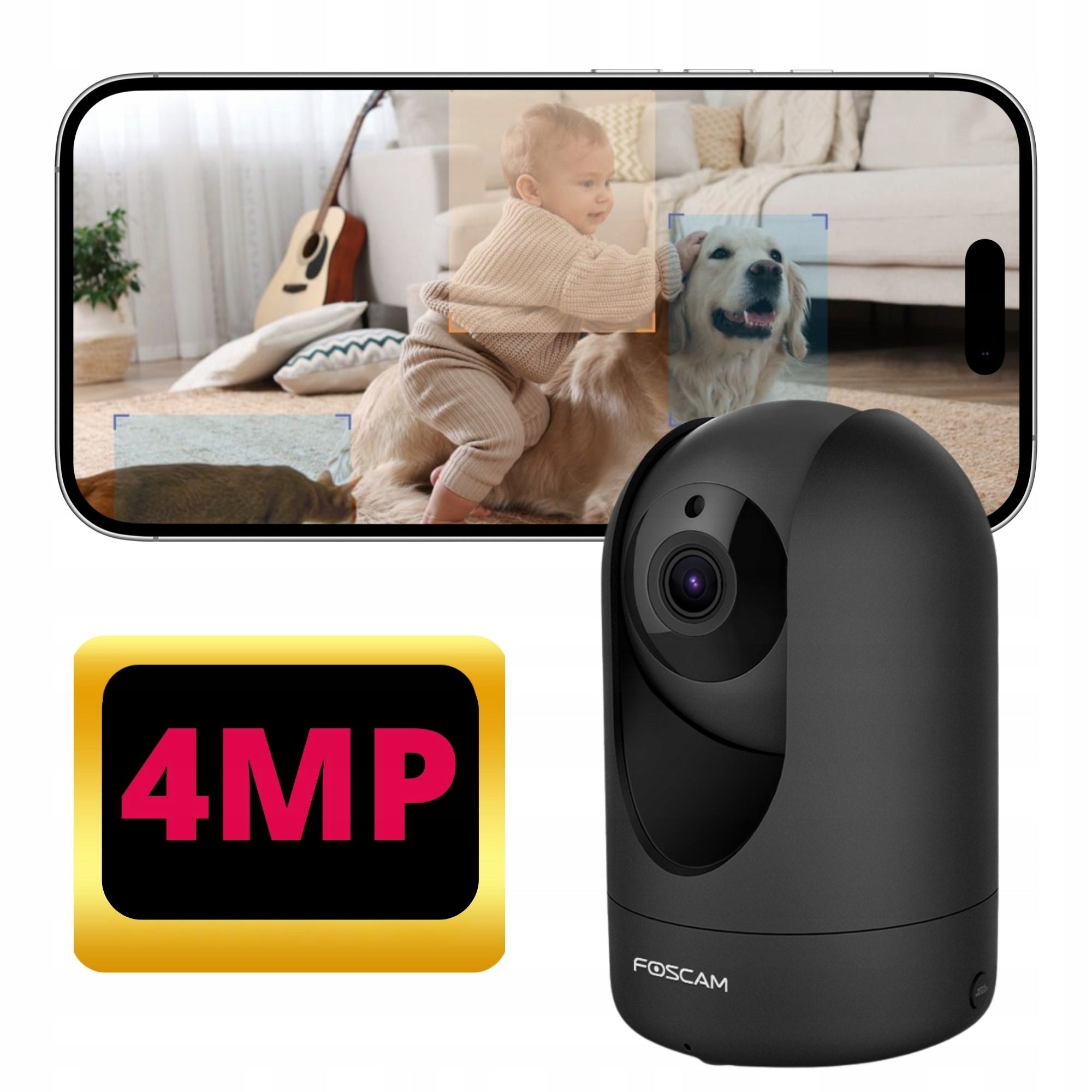 FOSCAM R4M 4.0 MPix WIFI 2.4Ghz IP CAMERA and 5Ghz WDR IR 8m Black