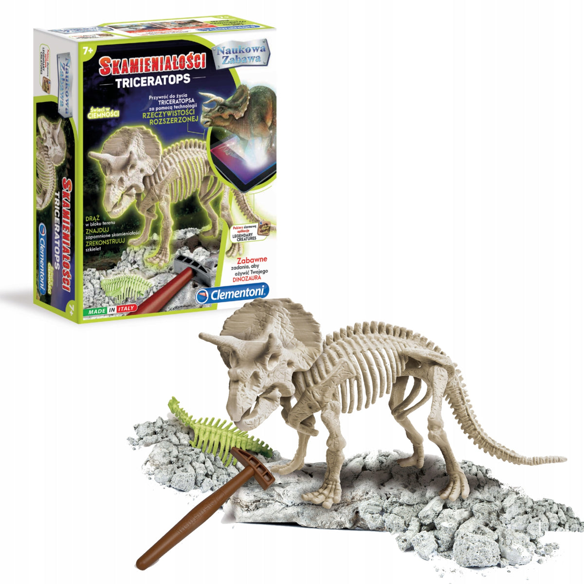 FOSSILS TRICERATOPS DINOSAUR GLOWS CLEMENT