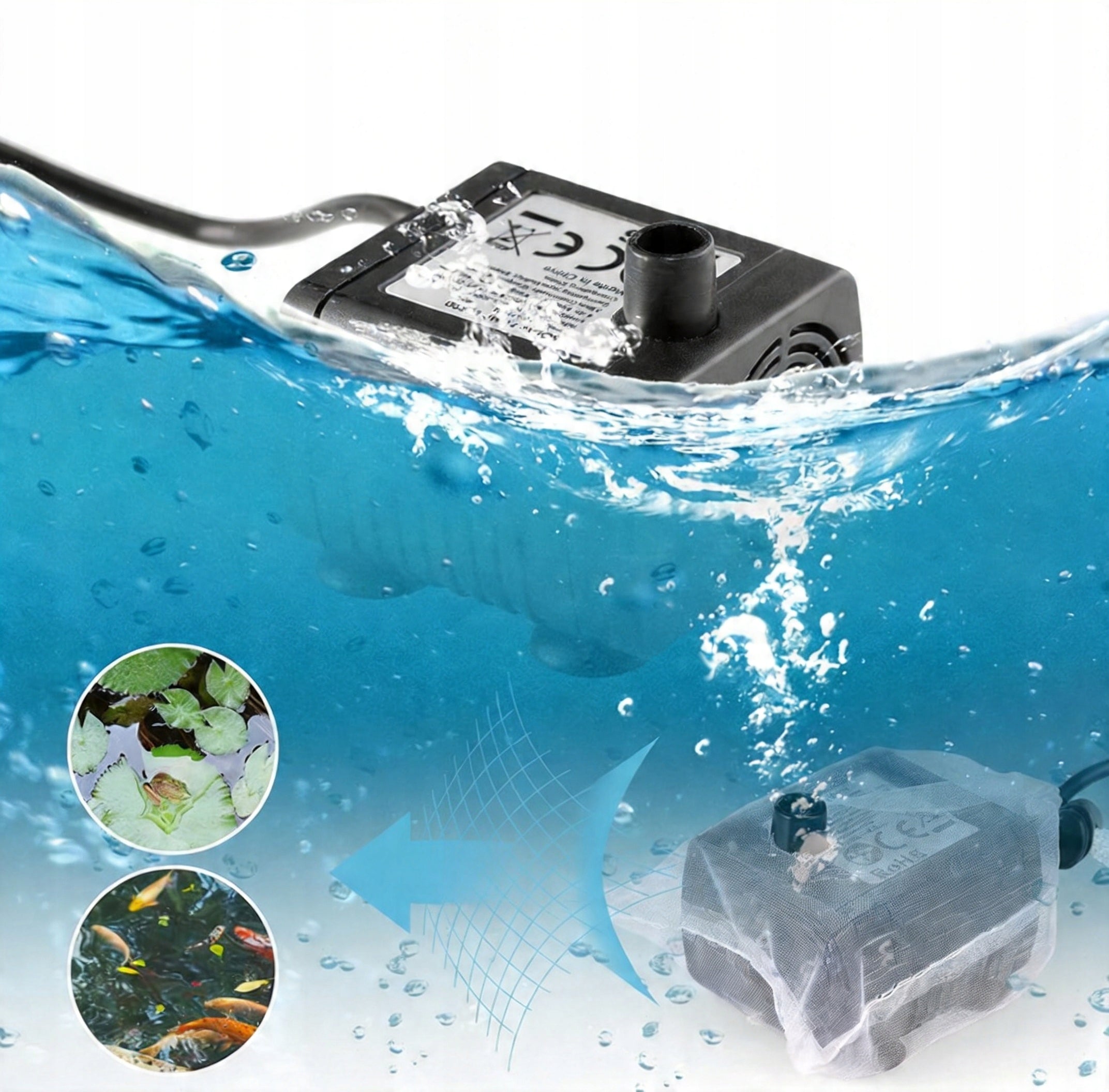 FOUNTAIN PUMP WITH FILTER FOR POND EYE+ 150L/H SOLAR PANEL + 9 NOZZLES Customs tariff code 84137081