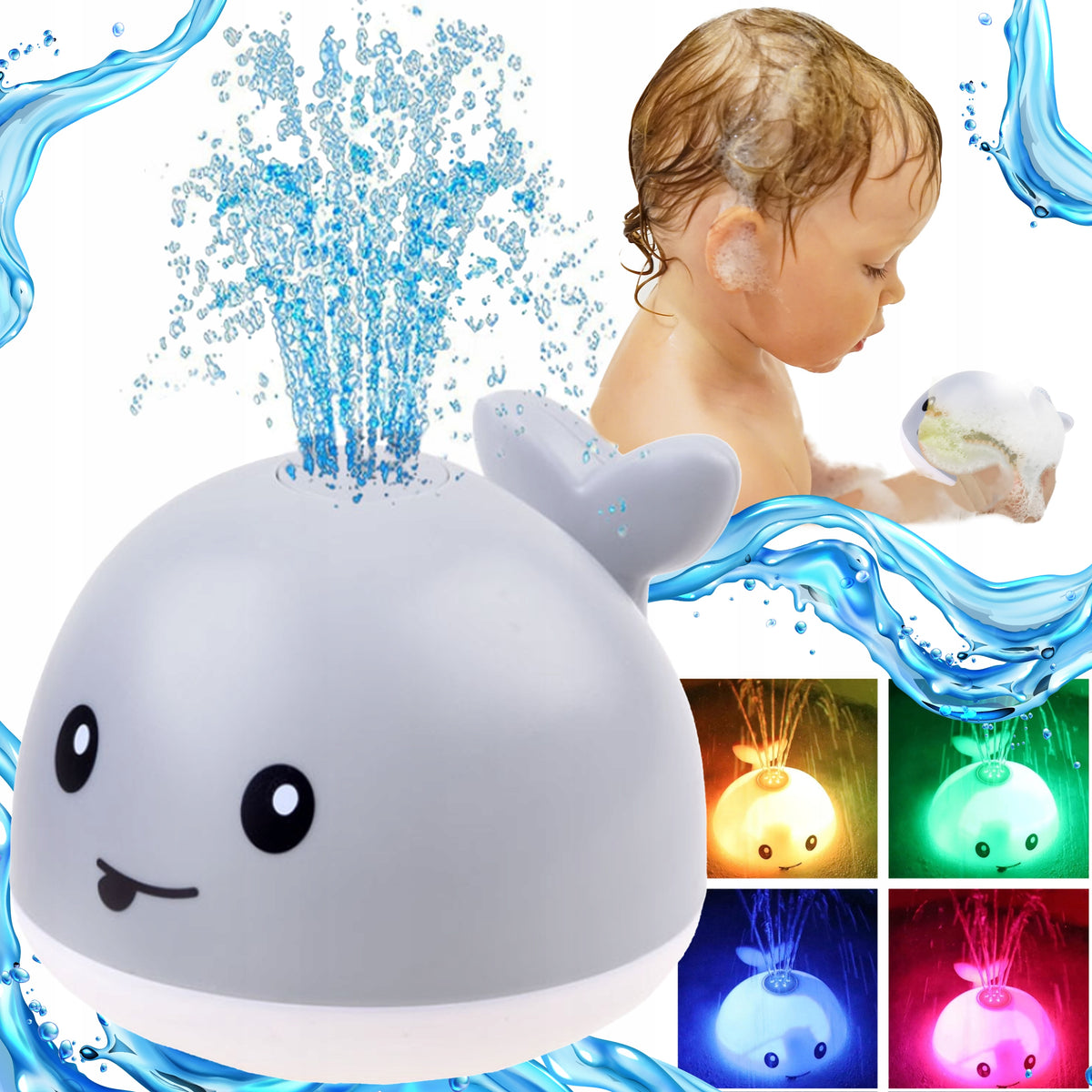FOUNTAIN WATER BATH TOY SQUIRTING WHALE GLOWING