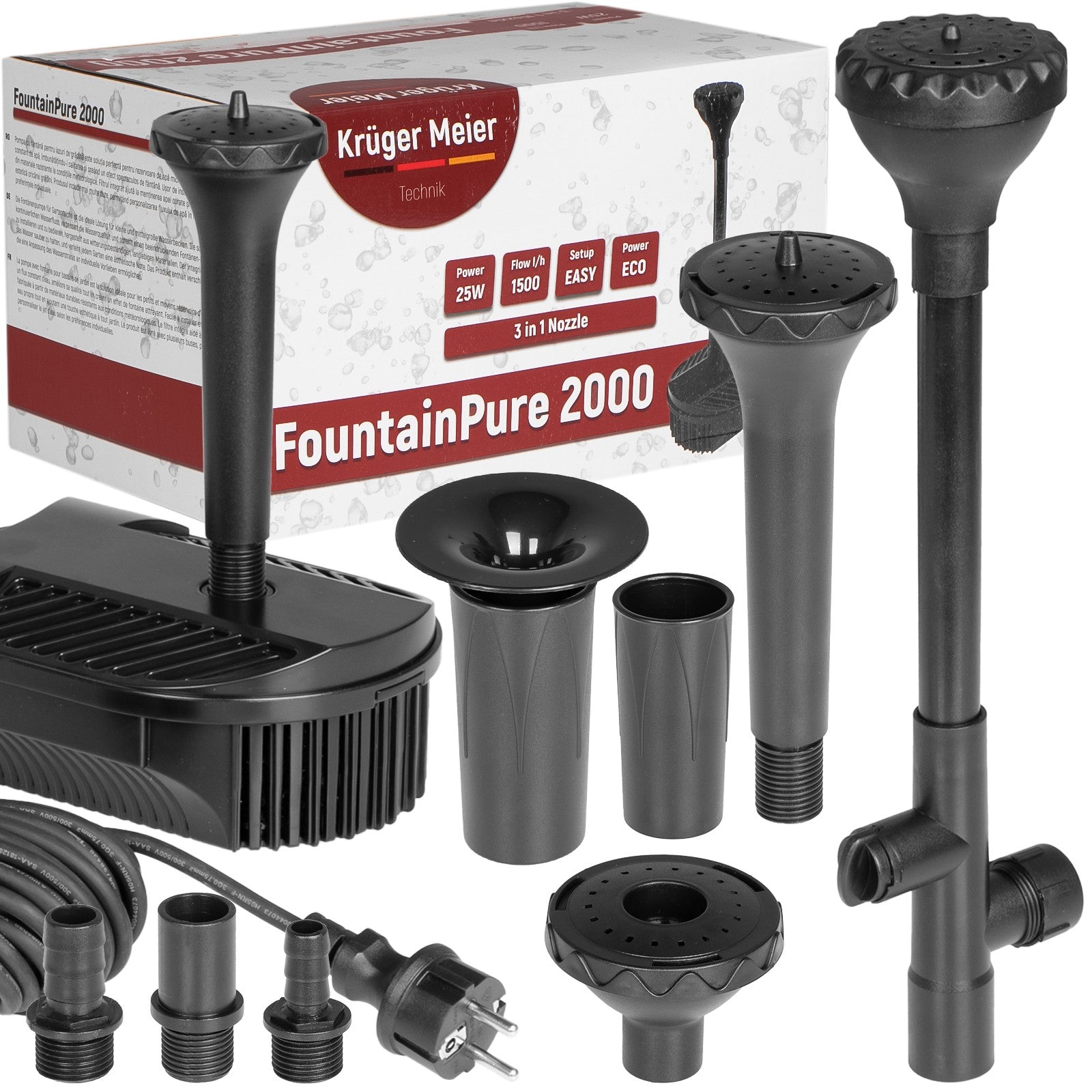FOUNTAIN WATERFALL FOR EYELETS 3IN1 FILTER PUMP CLEAN WATER ALL SEASON 1500l/h Pump capacity l/h 1001 - 1600 l/h