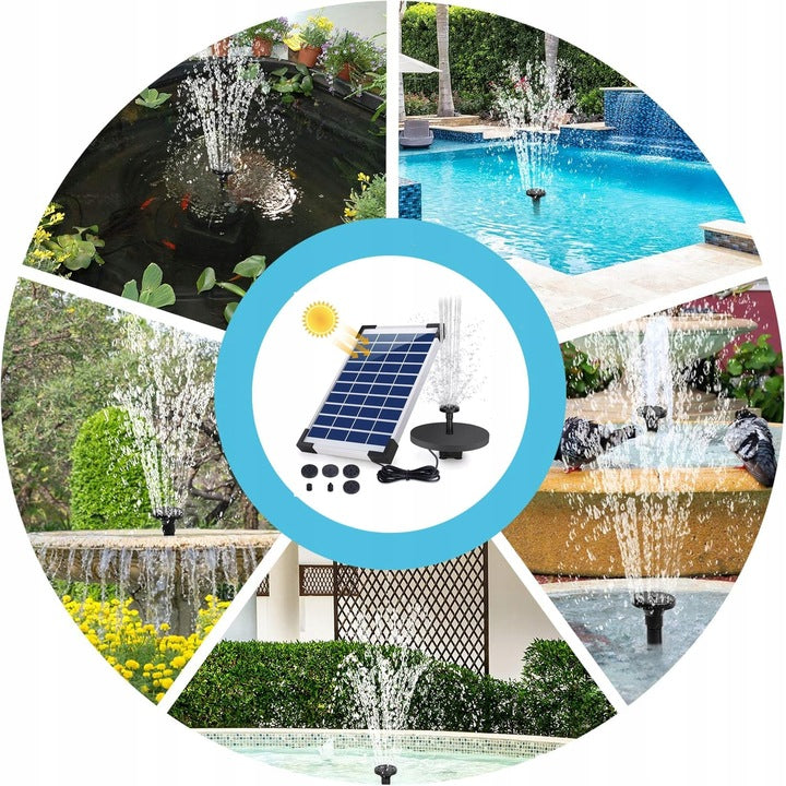 FOUNTAIN WITH 6 NOZZLES SOLAR GARDEN PUMP FOR WATER GARDENS Power 0 W