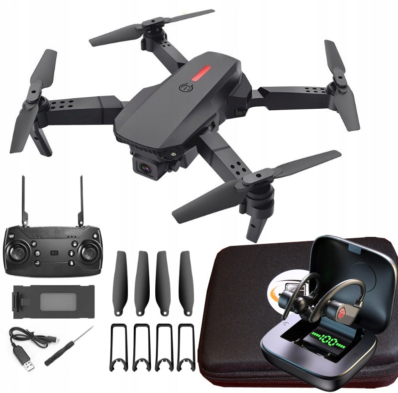FPV drone E88 2 cameras 4K WiFi 360 + HEADPHONES 5.1