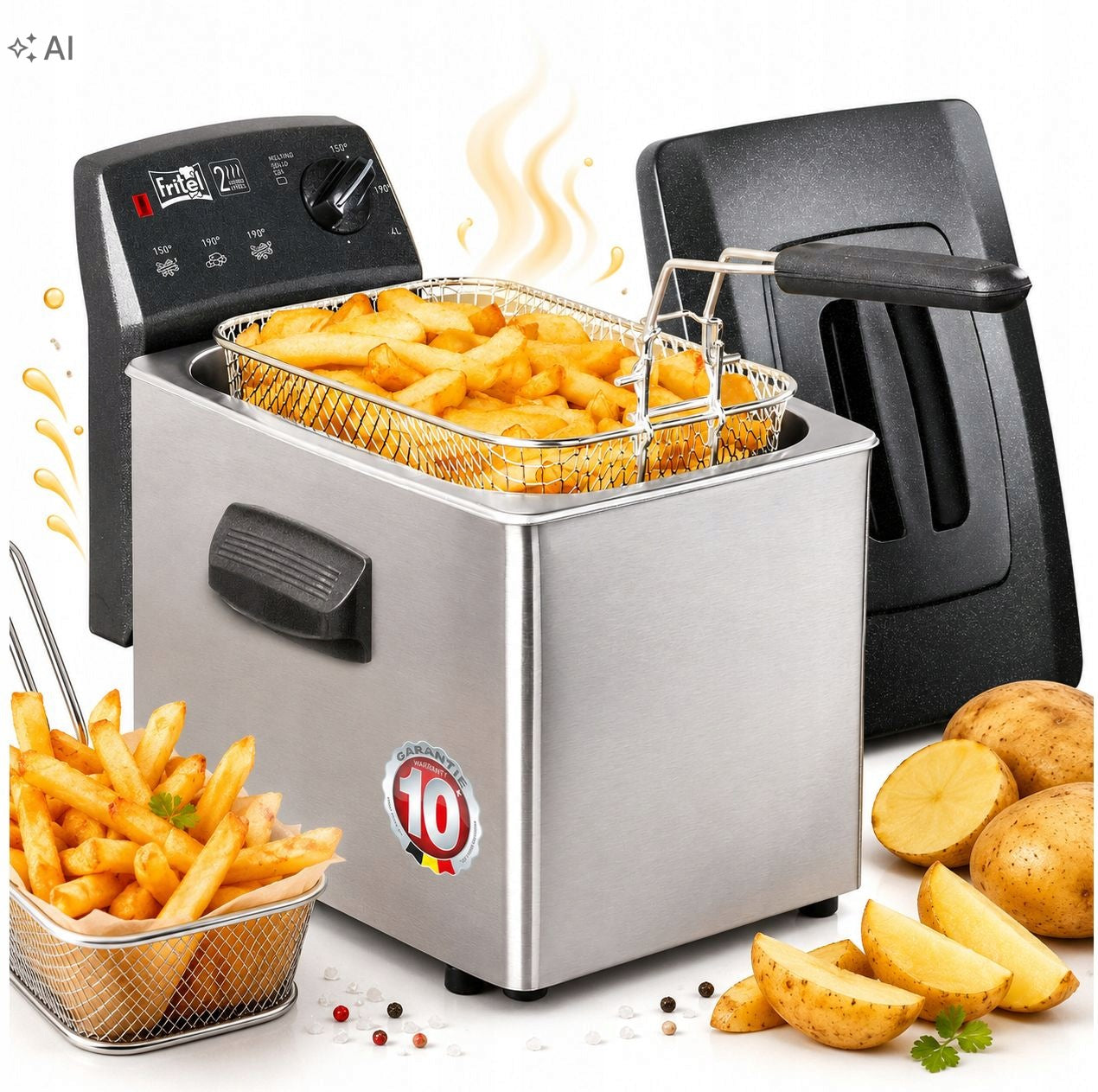 FRITEL SF 4049 traditional air fryer Turbo 2L 1800W Cool Zone silver Manufacturer code 137206
