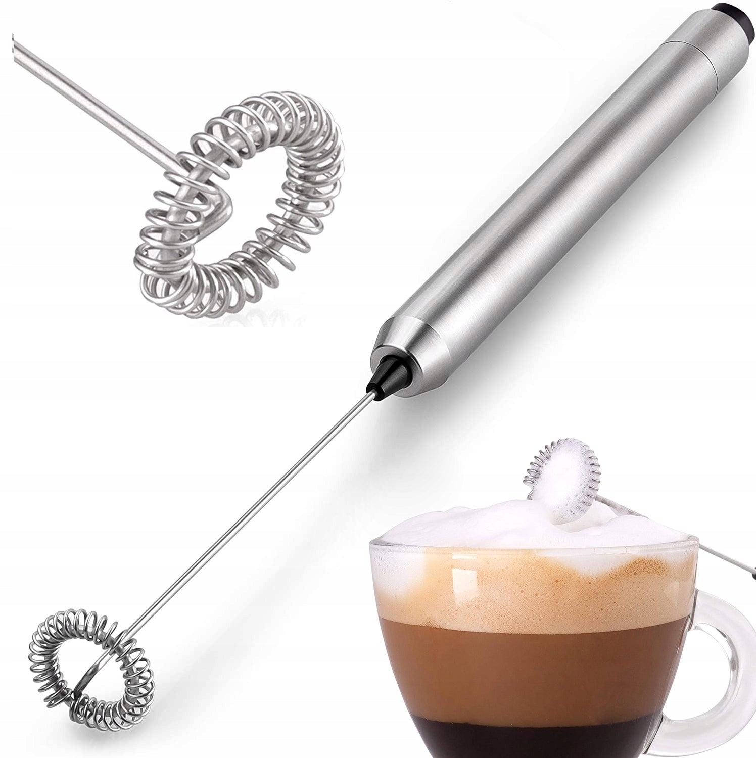FROTHER WHISK For Coffee Milk STAINLESS STEEL Electric Strong Quiet
