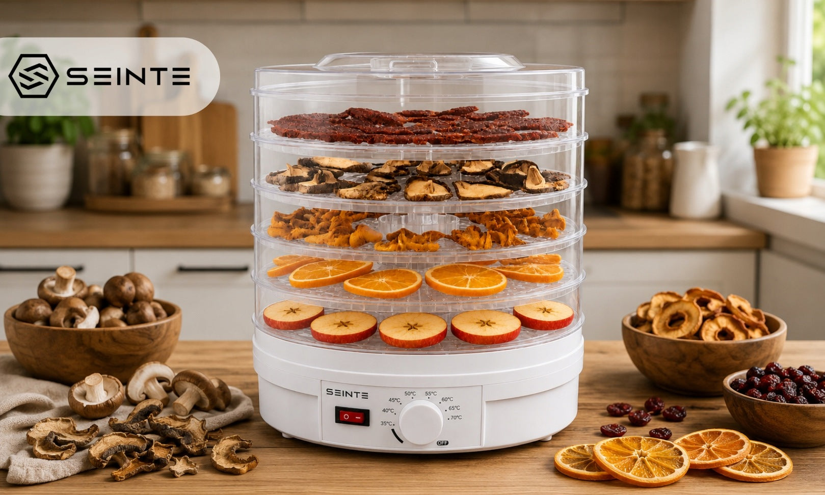 FRUIT AND VEGETABLE HERB MUSHROOM DRYER LARGE 600W STRONG 5 TRAYS ADJUSTABLE Packaging status original