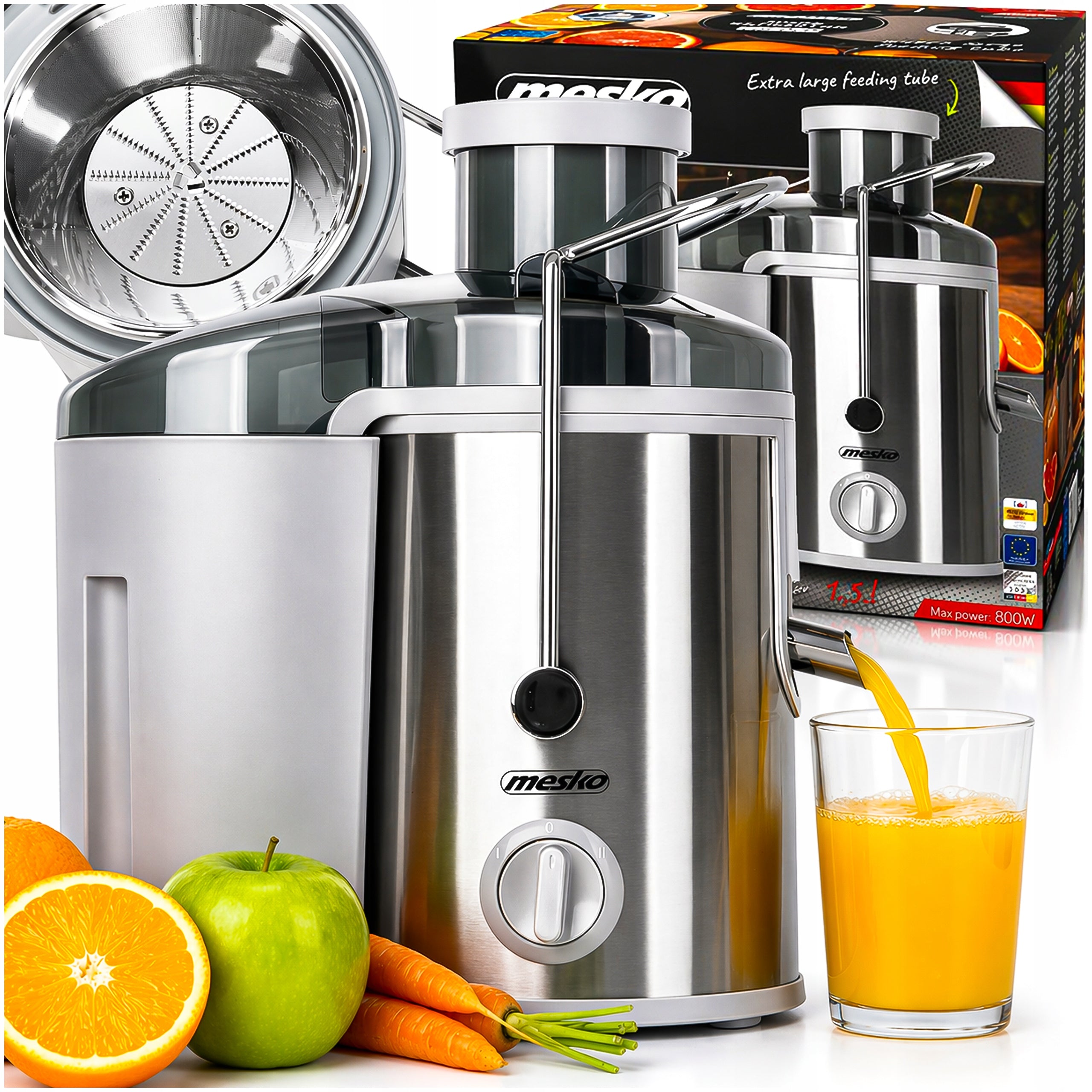 FRUIT AND VEGETABLE JUICER ELECTRIC SLOW ROTATING SILVER 600W