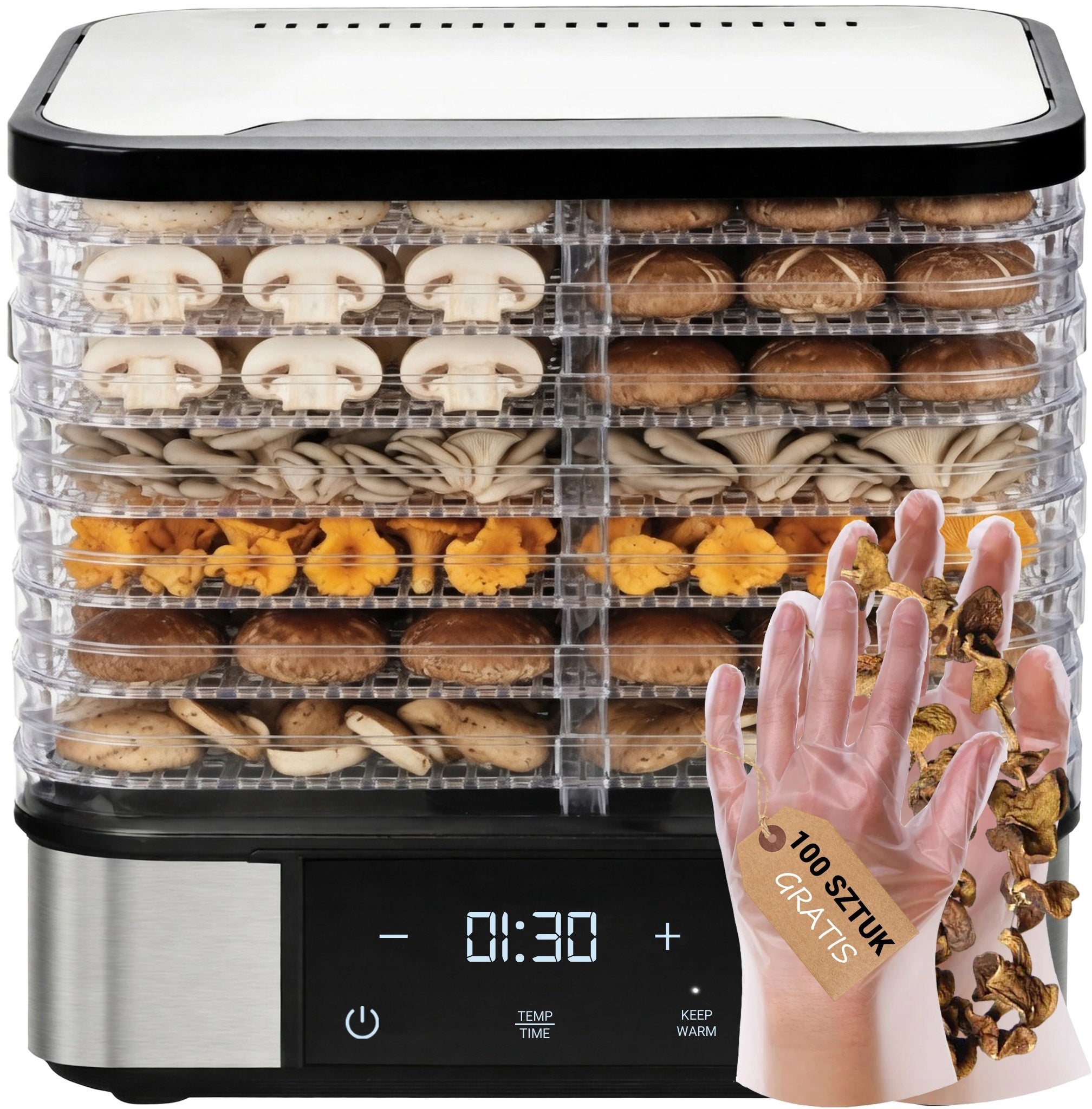 FRUIT MUSHROOM DRYER HERBS FOOD GRADE TIMER THERMOCOUPLE 7 TRAYS