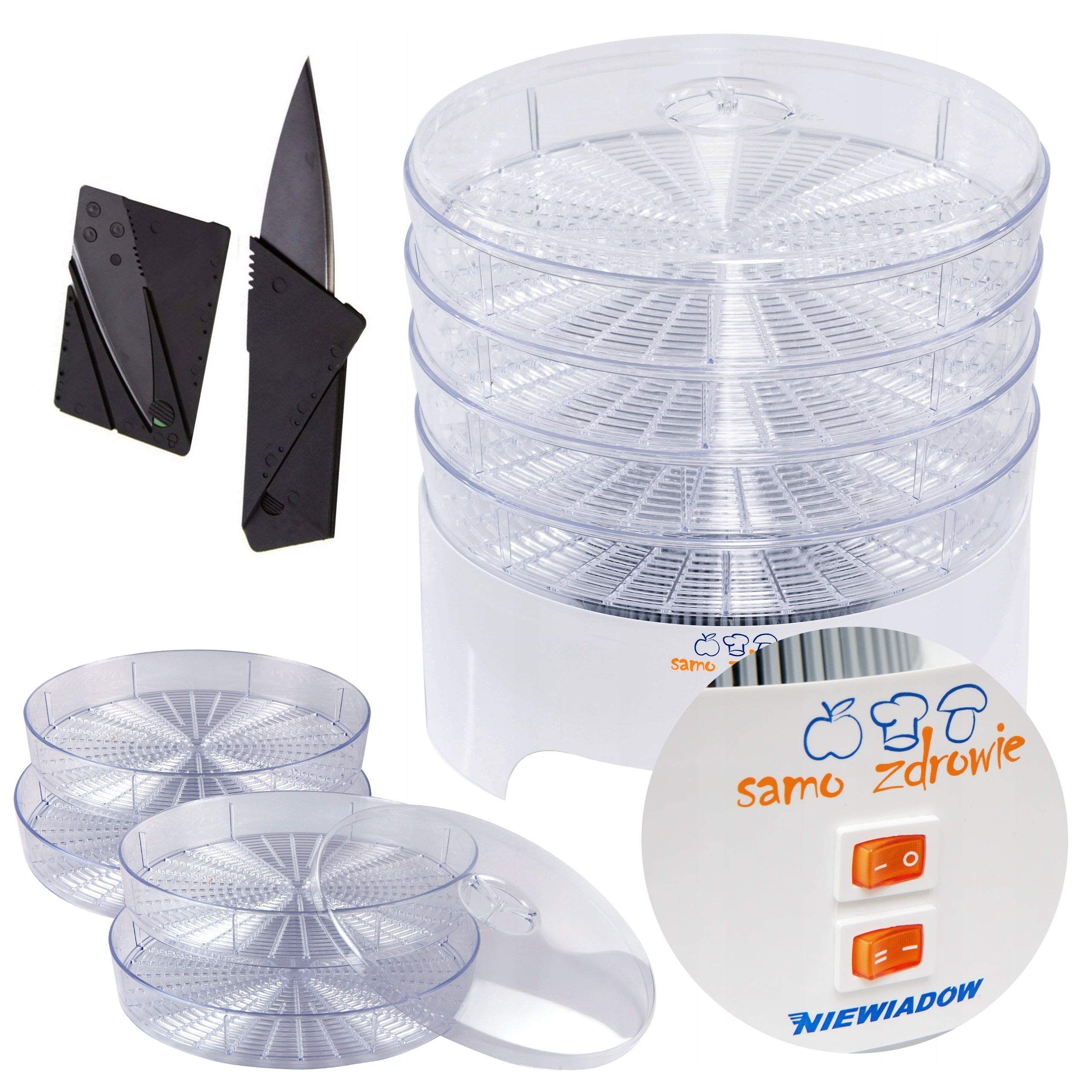 FRUIT MUSHROOM DRYER HERBS NIEWIADÓW 500W 4 SIEVES + FREEBIE KNIFE Packaging status original