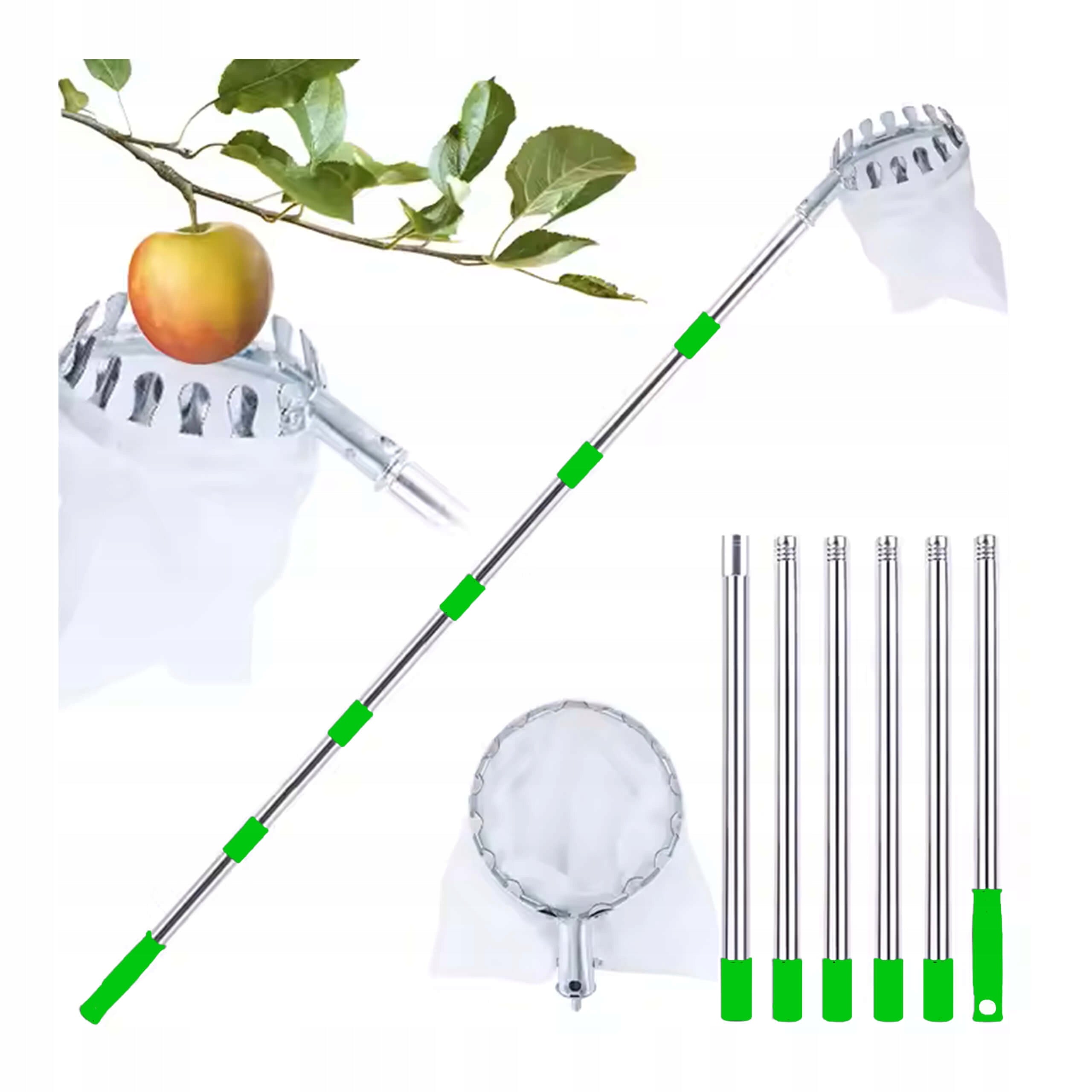FRUIT PICKER 4m Steel Adjustable Folding Cap for Apple Picking