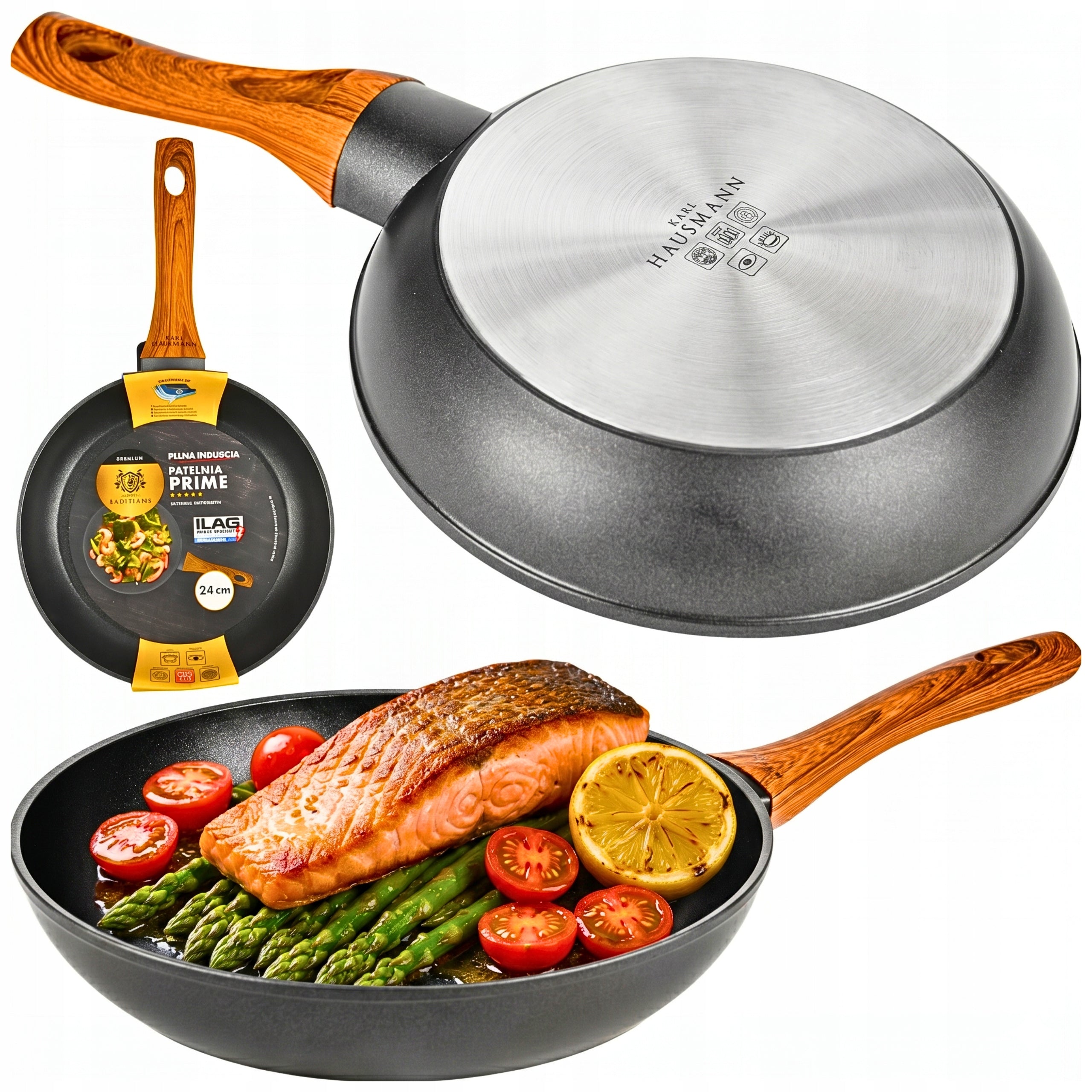 FRYING PAN INDUCTION STEWING GAS 24 cm NONSTICK LARGE