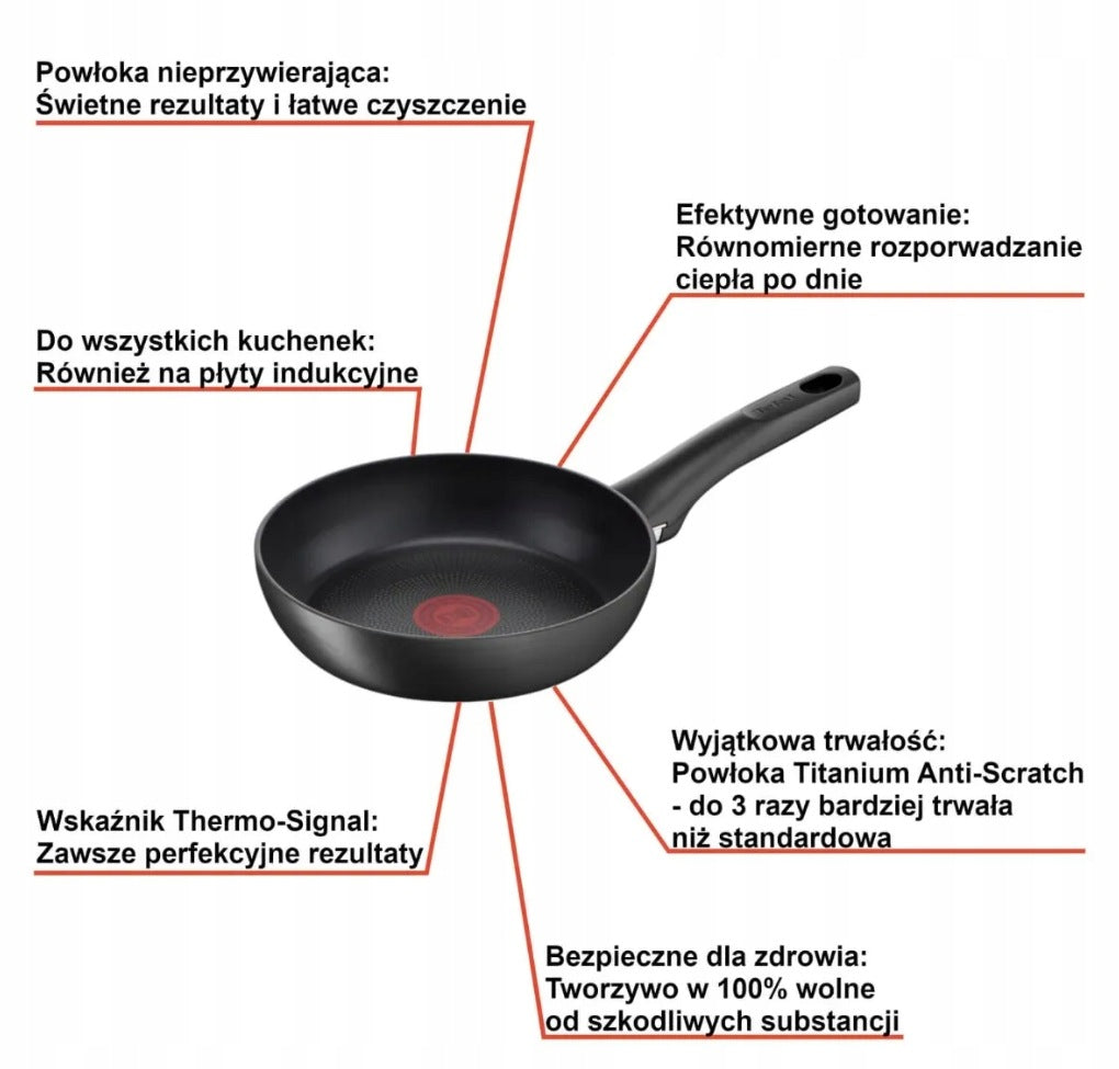 FRYING PAN TEFAL ULTIMATE G2680472 24 CM INDUCTION TITANIUM ANTI-SCRATCH 3X II Diameter 24 cm