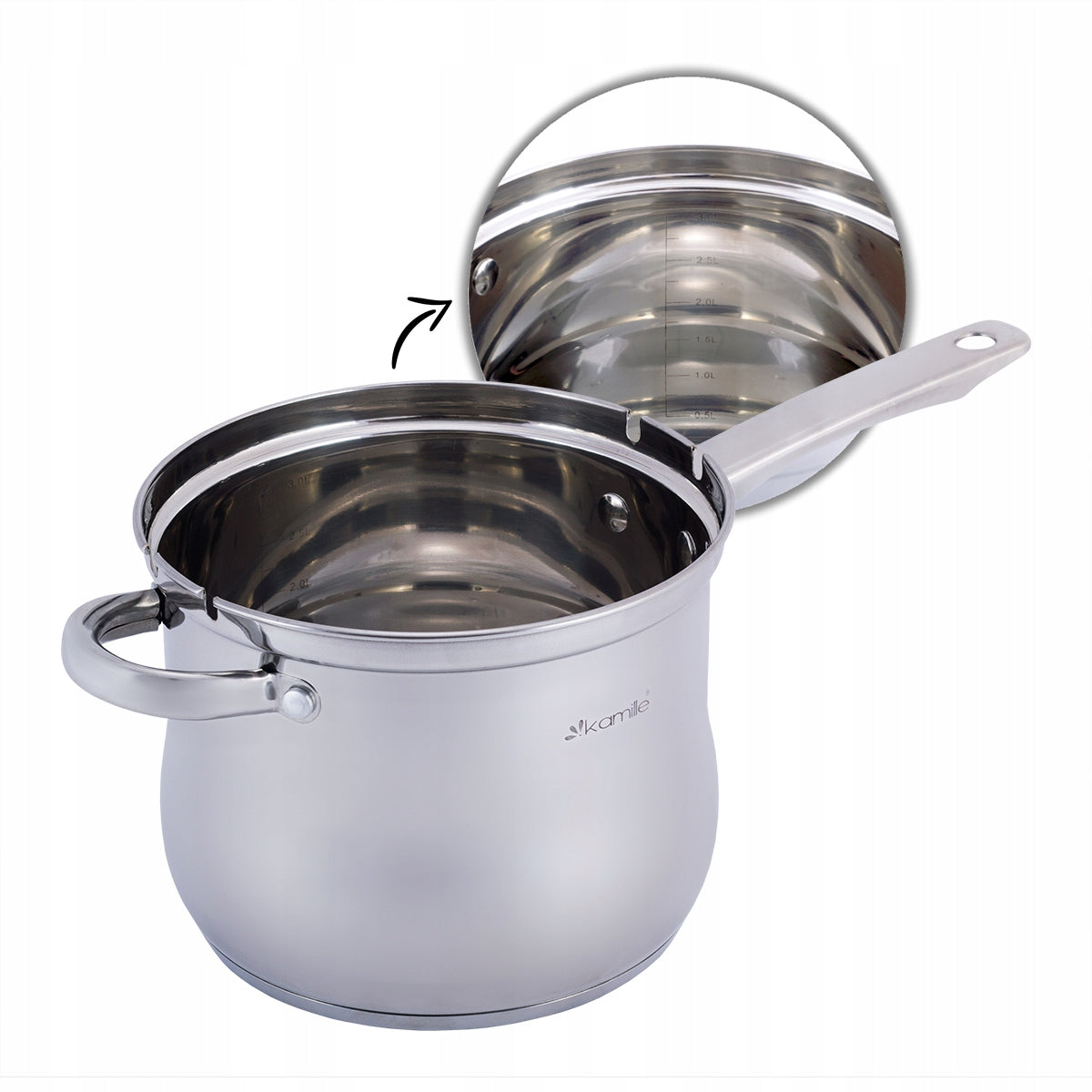 FRYING POT FOR COOKING PASTA VEGETABLES WITH STRAINER 3,5L KAMILLE Packaging status original