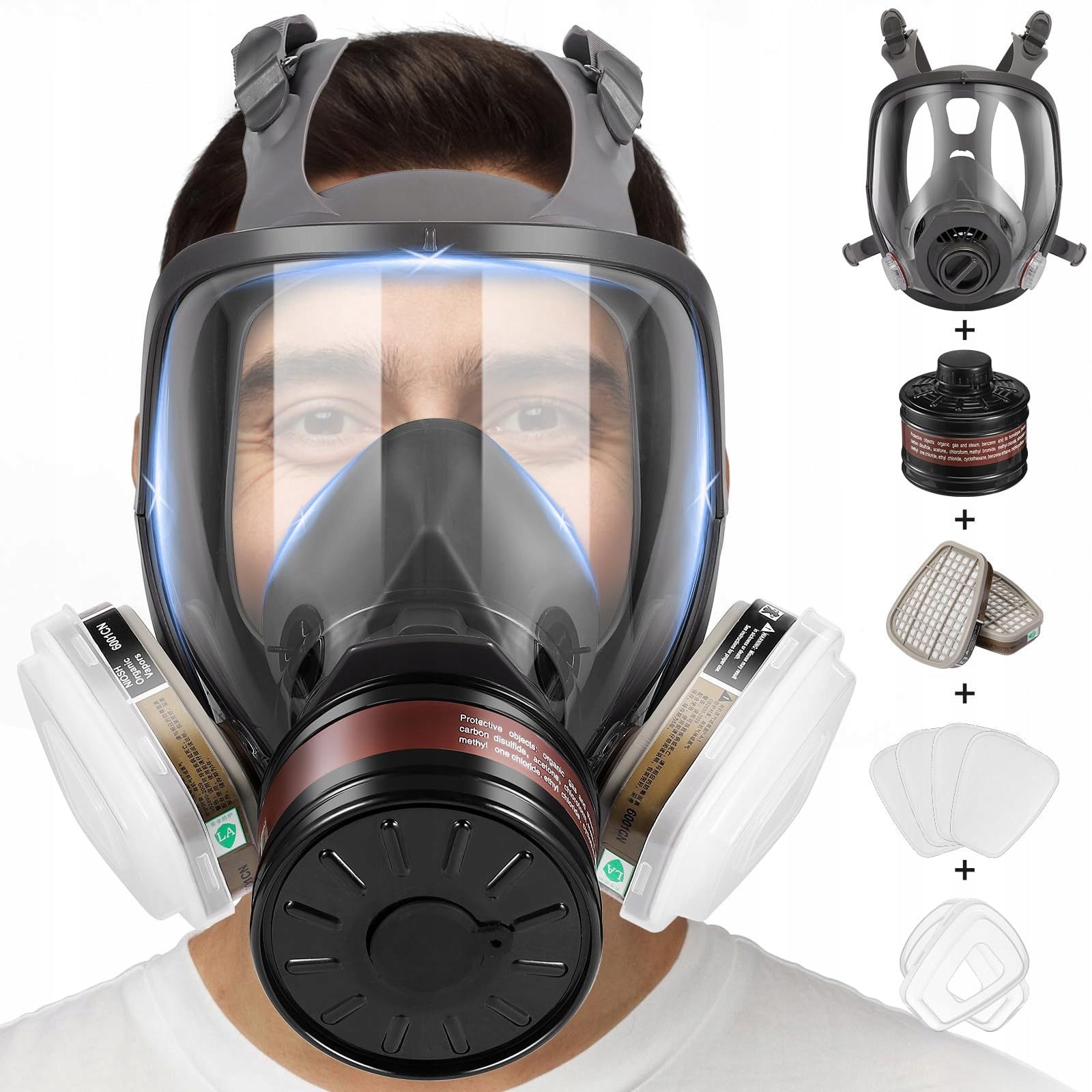 FULL GAS PAINT MASK 6100 + ACTIVATED CARBON FILTERS Medical device no