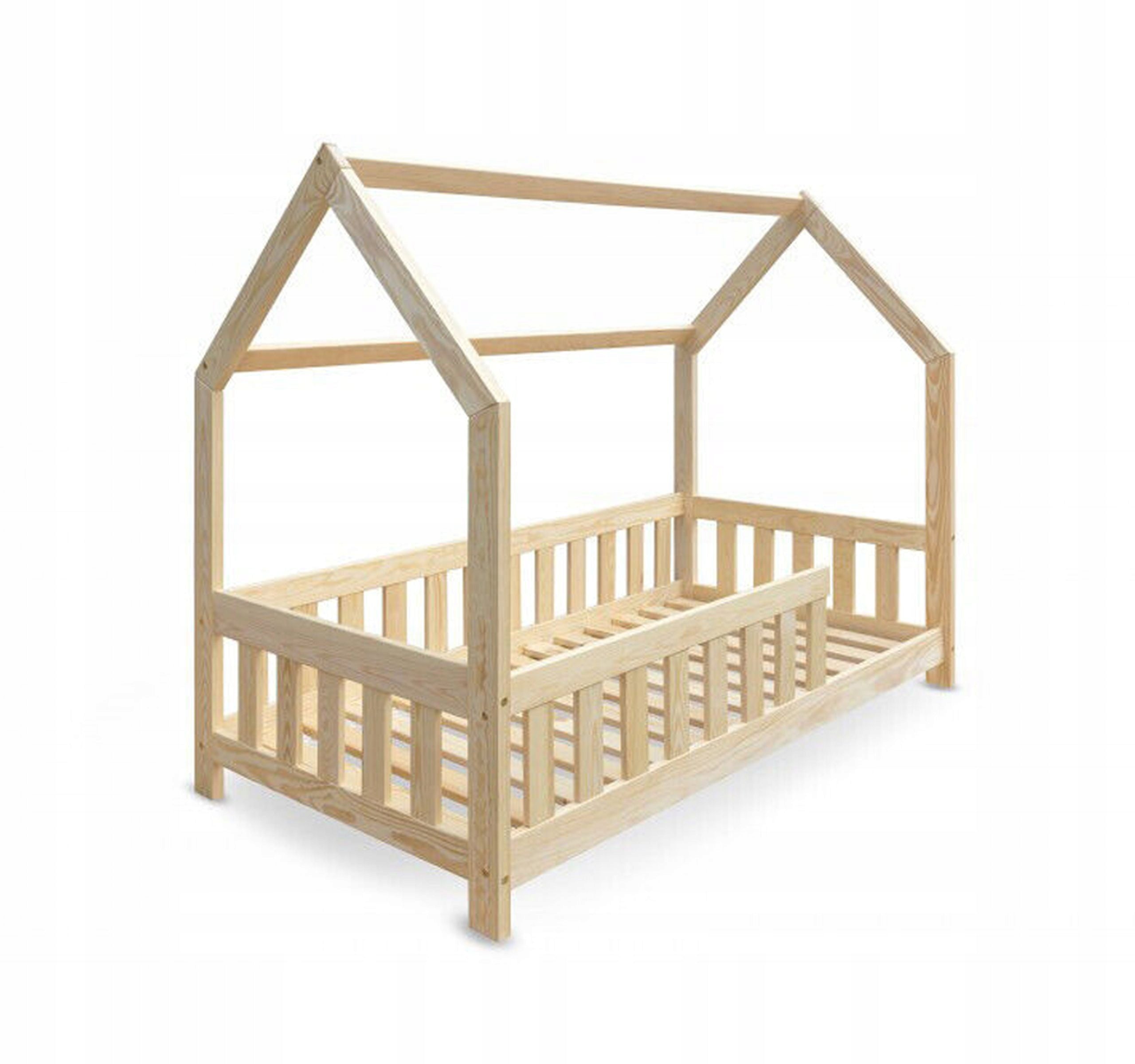 FURNIFY | Bed cottage with railing | wooden | children | pine | 80x160